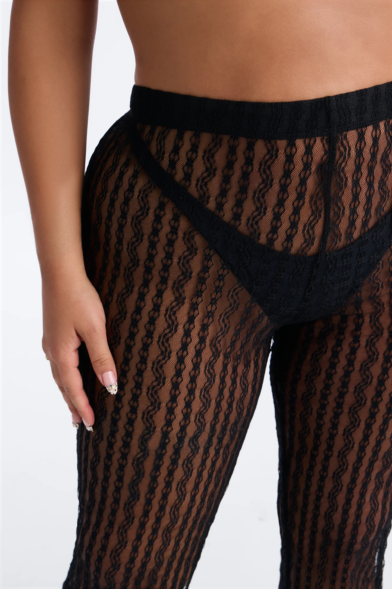 Summer Fling Stripe Lace Cover Up Pants - Black - Image 8