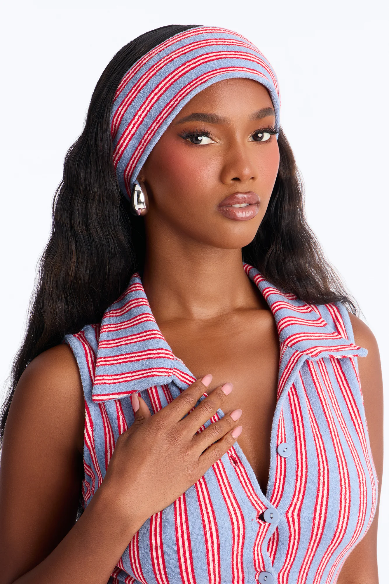 Summer Fridays Terry Cloth Romper Set - Blue - Image 3