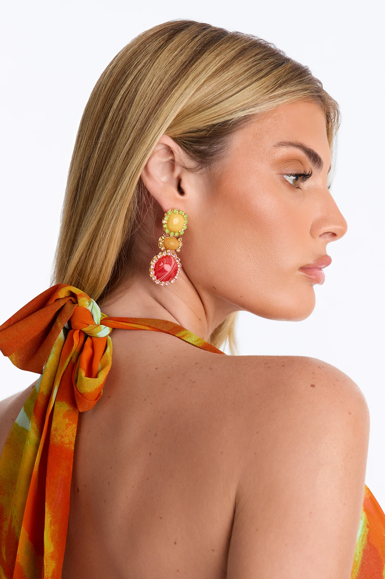 Summer Gaze Rhinestone Earrings - Multi Color - Image 2