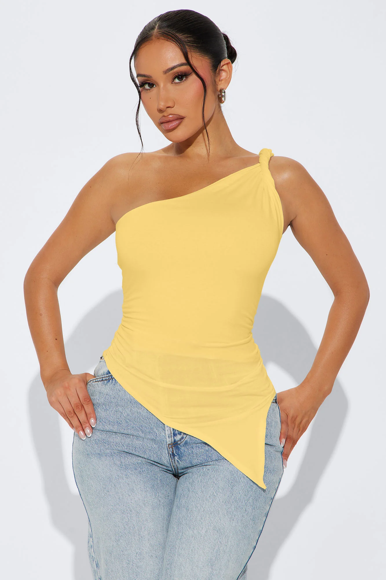 Summer One Shoulder Top - Butter Yellow