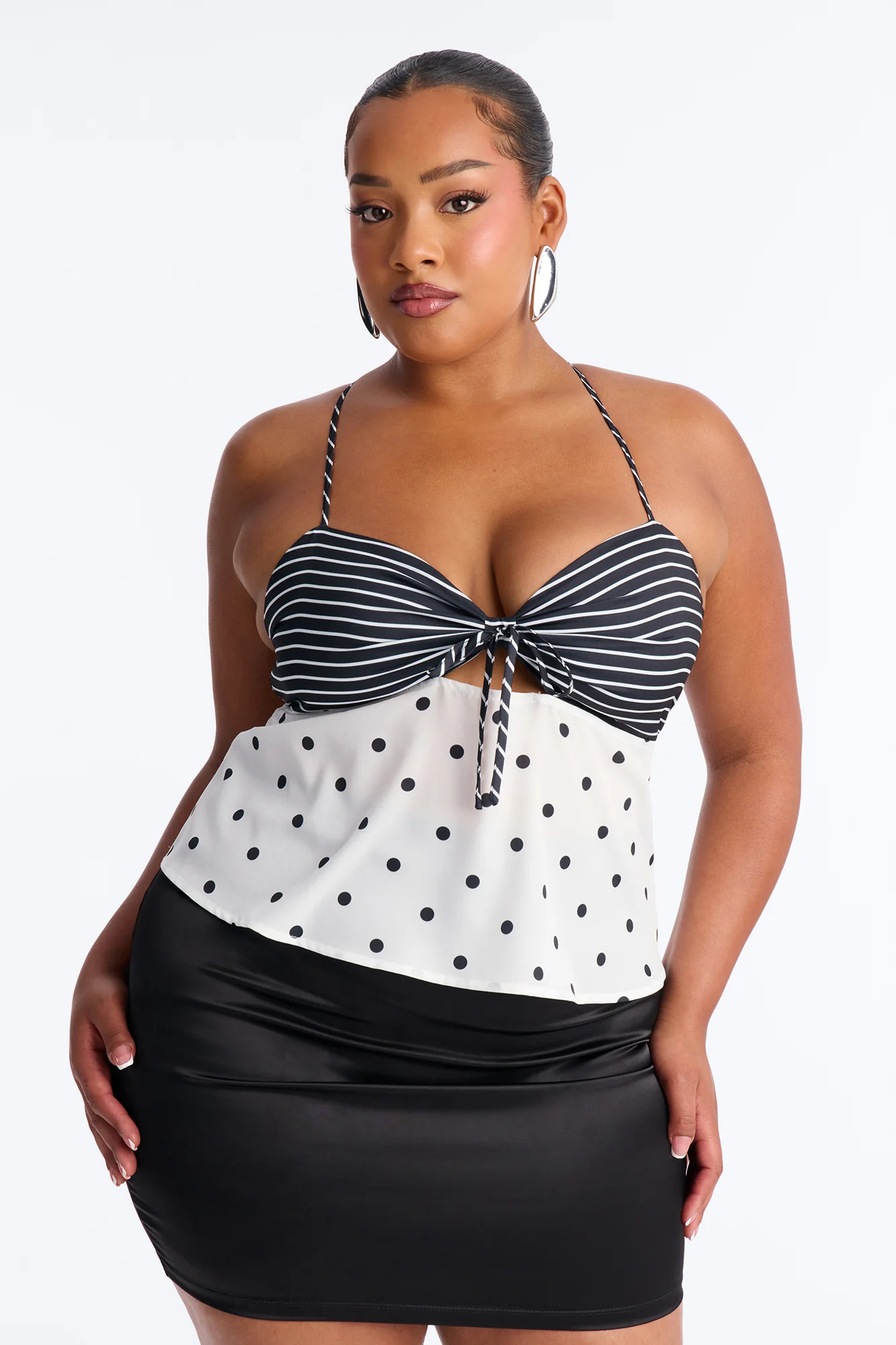 Summer Sparkle Polka Dot Babydoll Top - Black/combo - Image 5