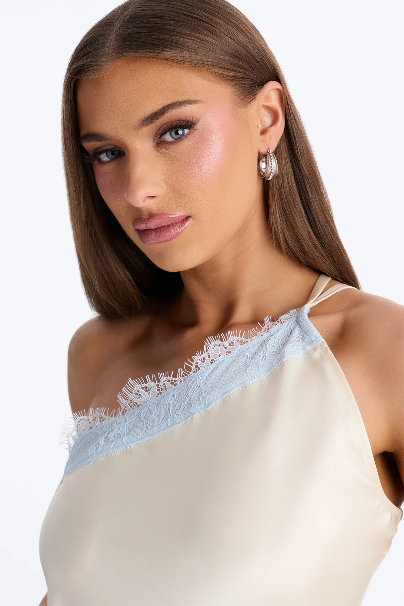 Summer's Little Secret Lace Trim Satin Top - Butter Yellow - Image 3