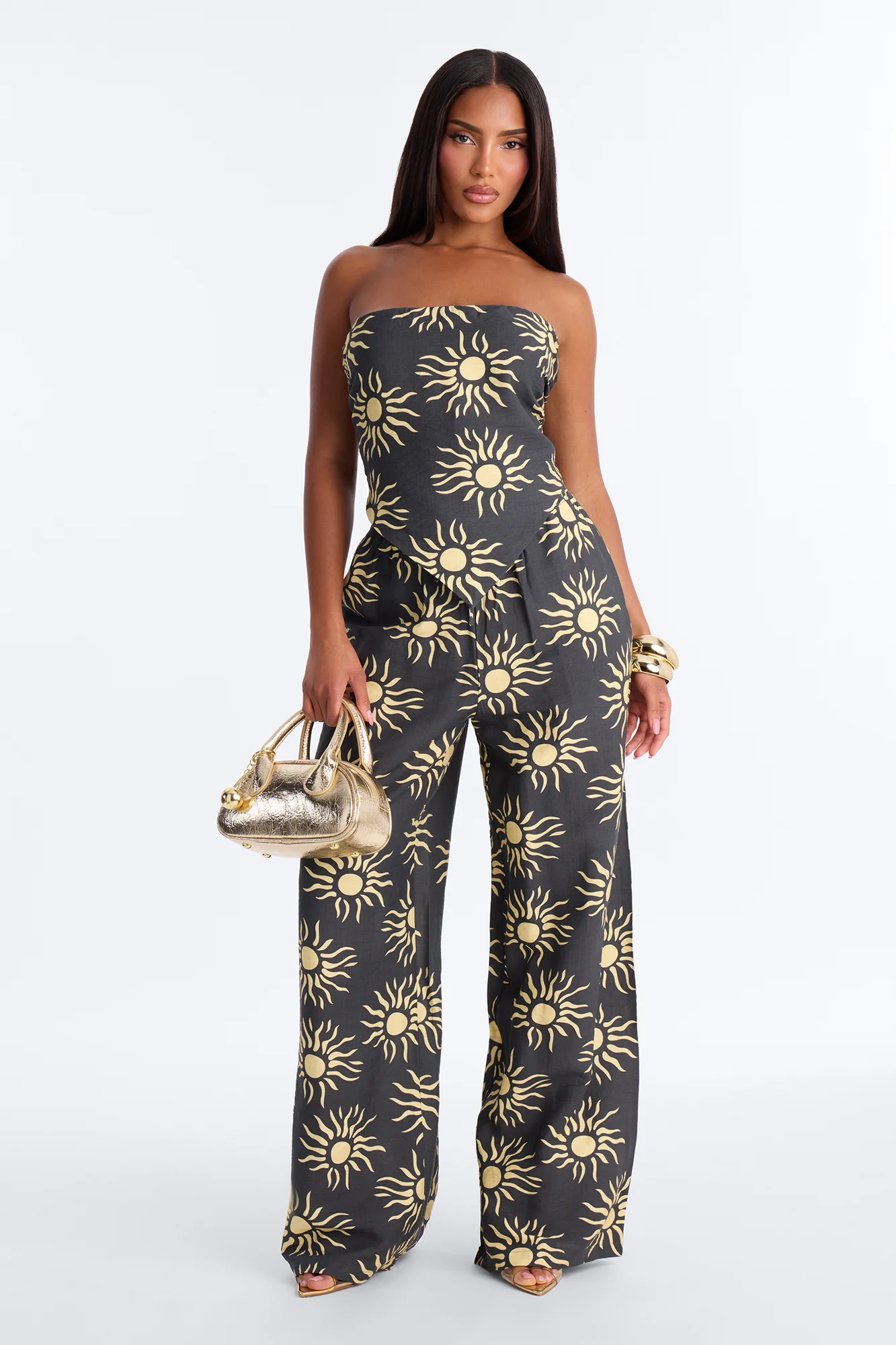 Sun Seeker Linen Pant Set - Charcoal