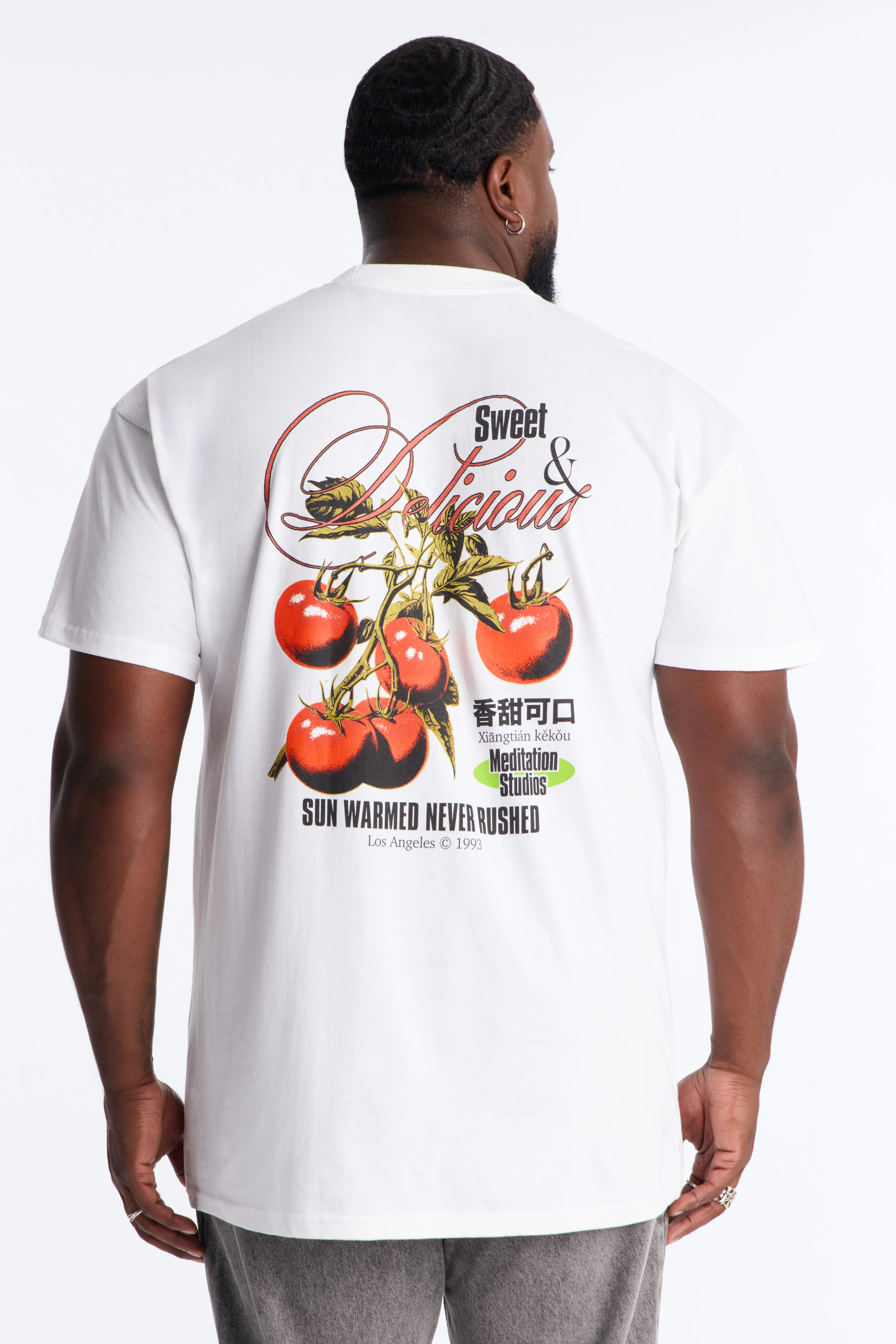 Sun Warmed Tomato Oversized Short Sleeve Tee - White - Image 7