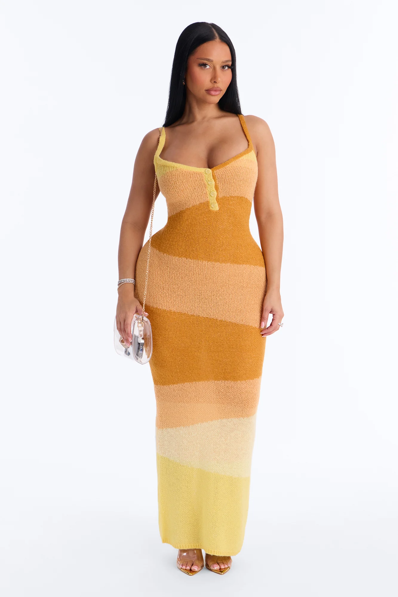 Sunbeam Energy Sweater Maxi Dress - Yellow/combo