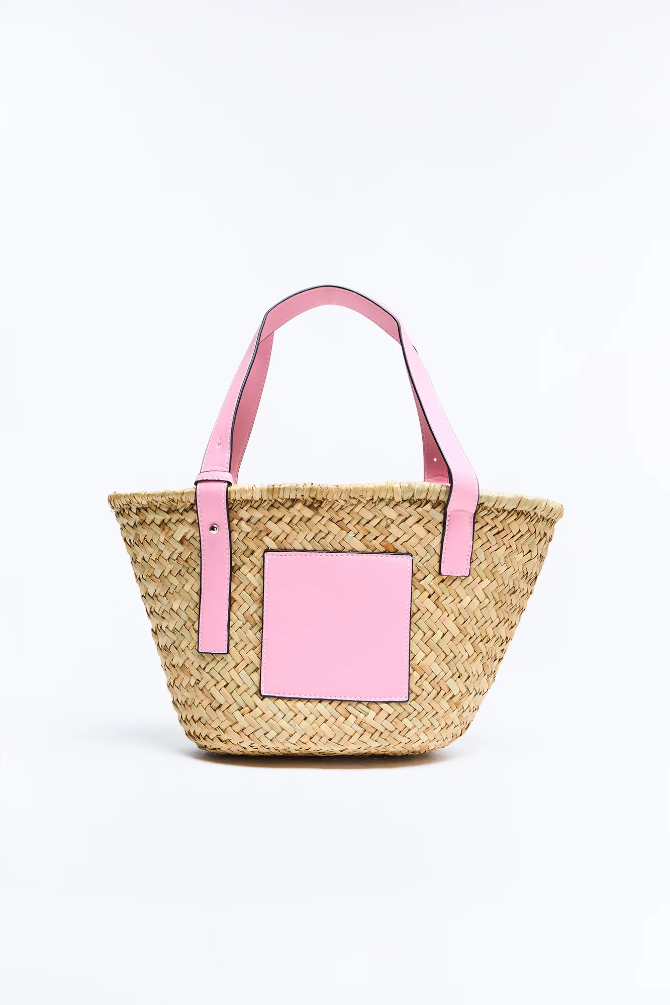 Sunday Picnic Straw Straw Tote Handbag - Pink/combo - Image 3