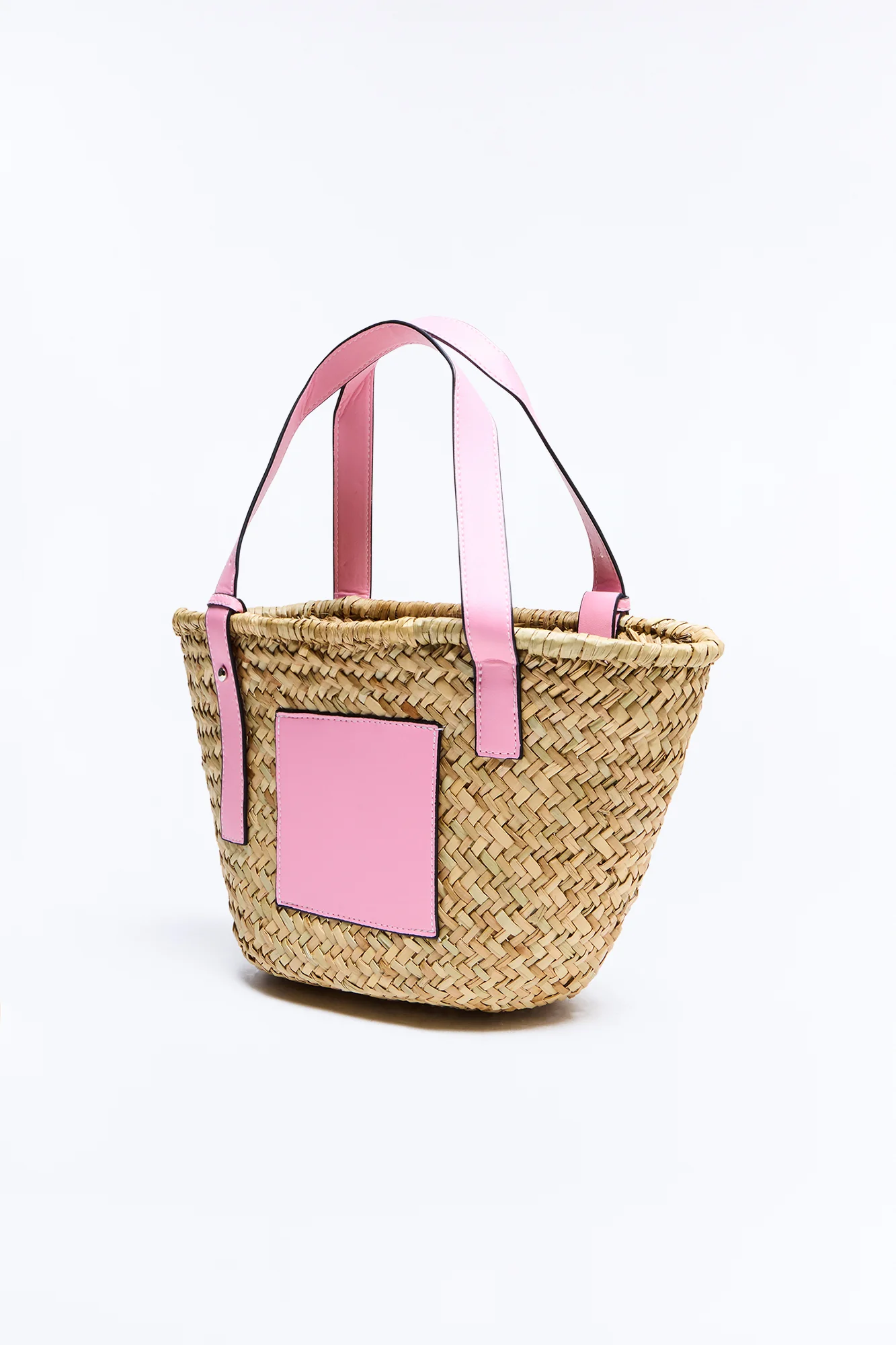 Sunday Picnic Straw Straw Tote Handbag - Pink/combo - Image 4