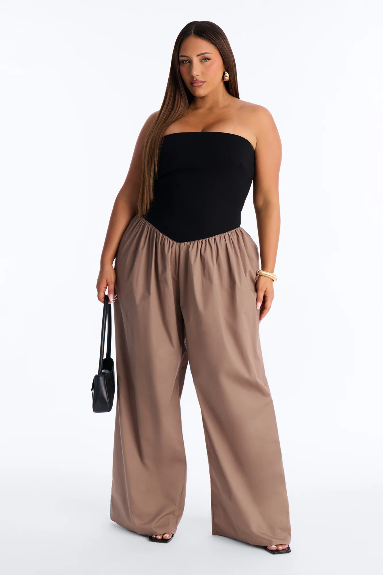 Sunday Walks Strapless Poplin Jumpsuit - Mocha - Image 5