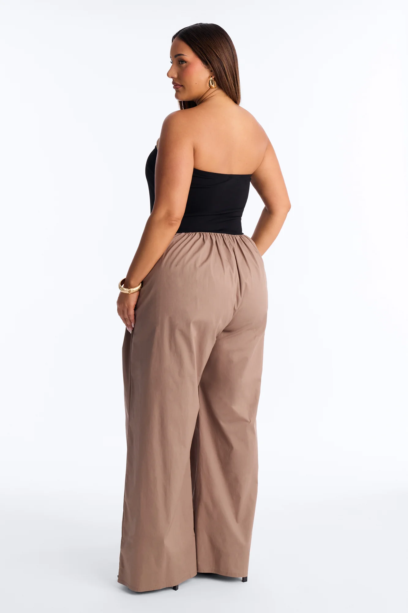 Sunday Walks Strapless Poplin Jumpsuit - Mocha - Image 7