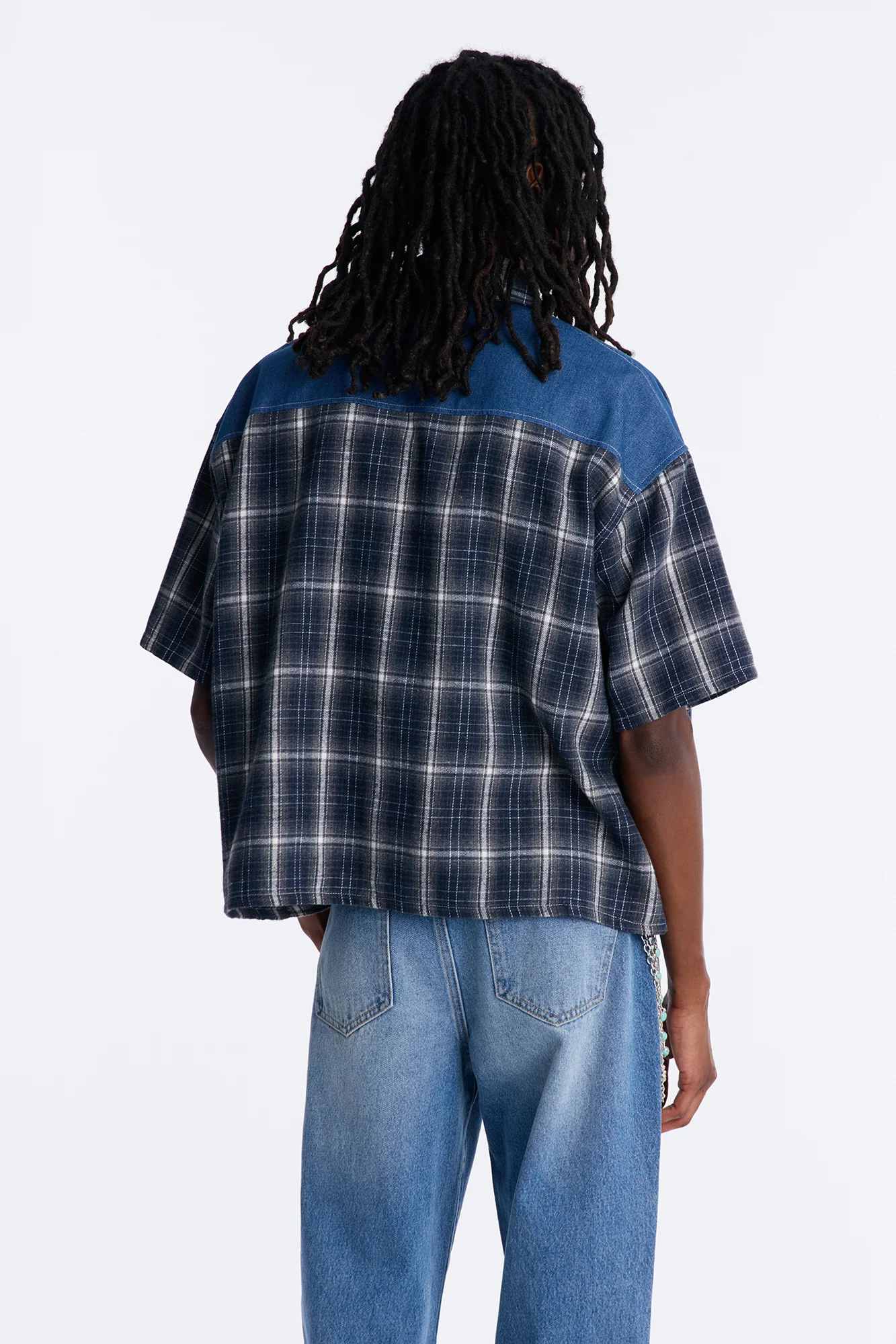 Sundown Mixed Media Button Up Shirt - Black - Image 4