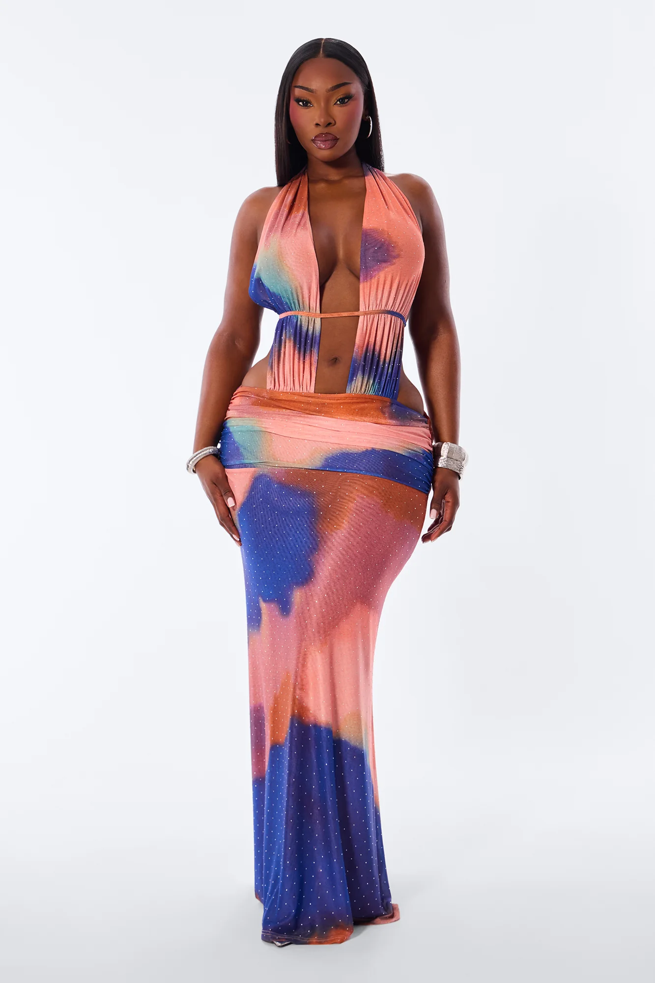 Sunkiss Ombre Mesh Maxi Dress - Multi Color - Image 5