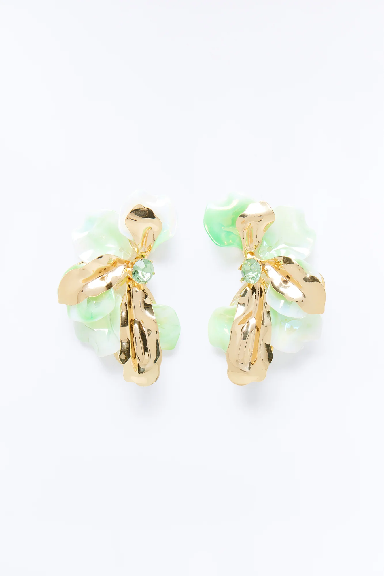 Sunlit Blossom Earrings - Gold/Green - Image 3