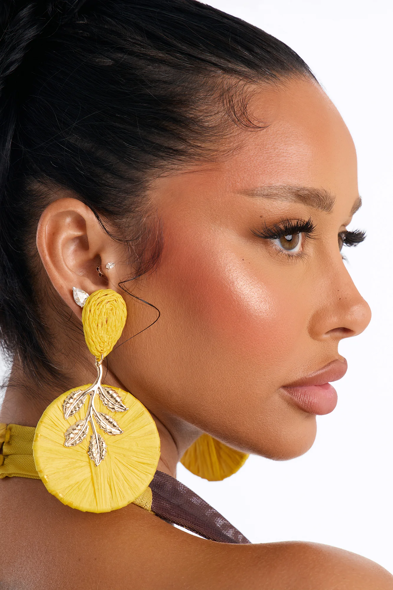 Sunny Bloom Floral Earrings - Yellow