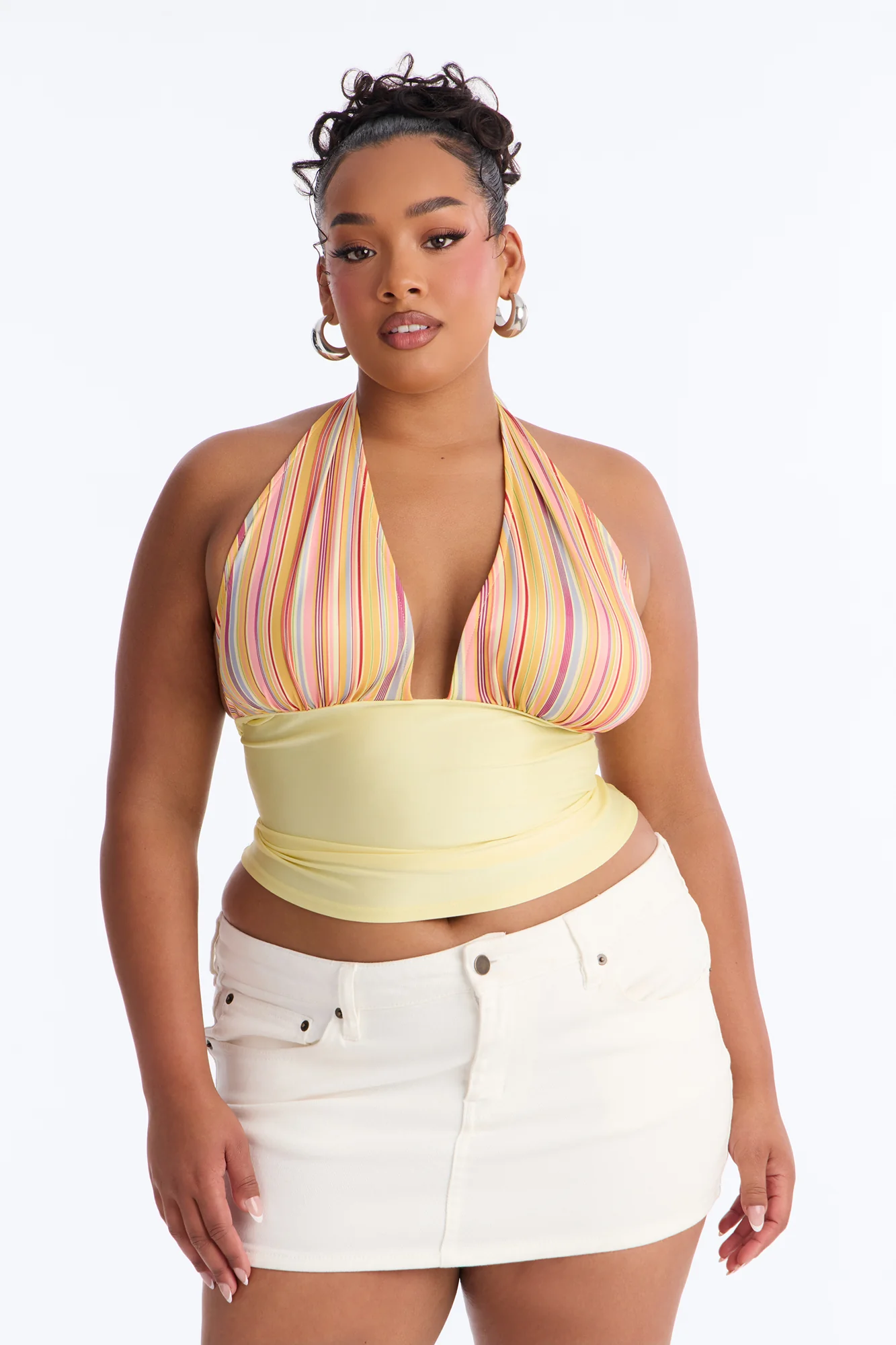 Sunny Outside Spring Striped Halter Top - Yellow/combo - Image 6