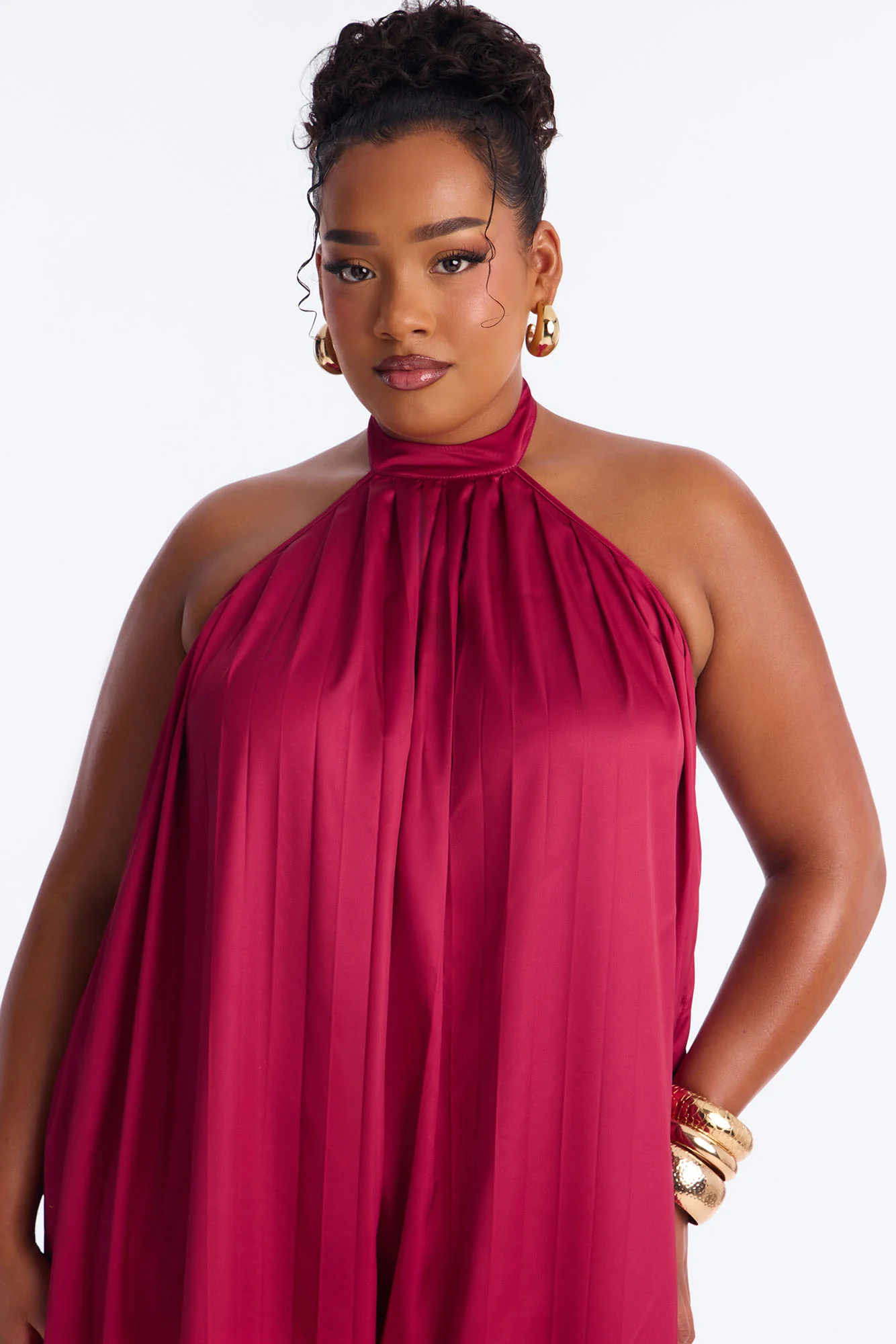 Sunset Aura Satin Backless Jumpsuit - Pink - Image 6