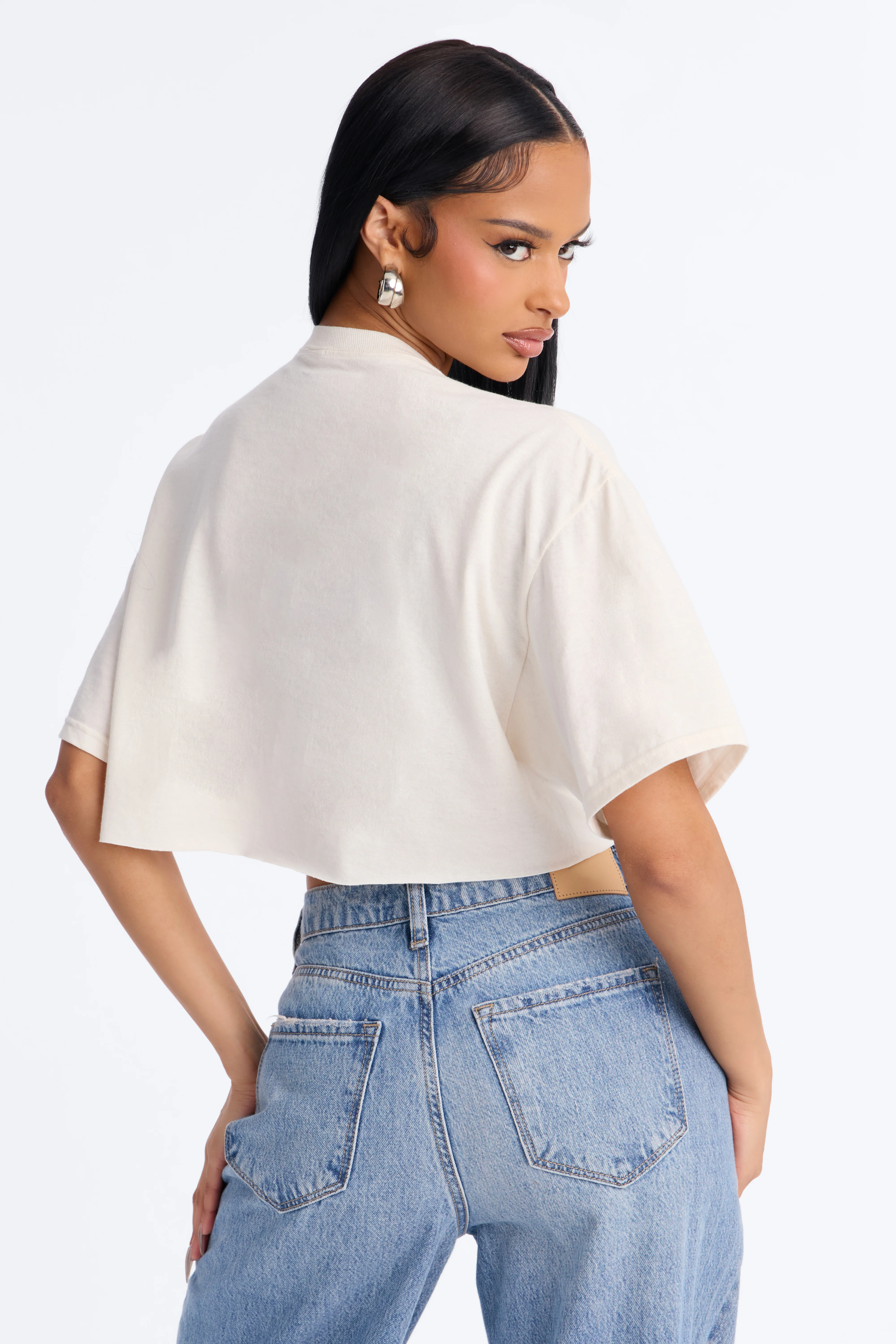 Sunset Surfrider Cropped Tee - Cream - Image 3
