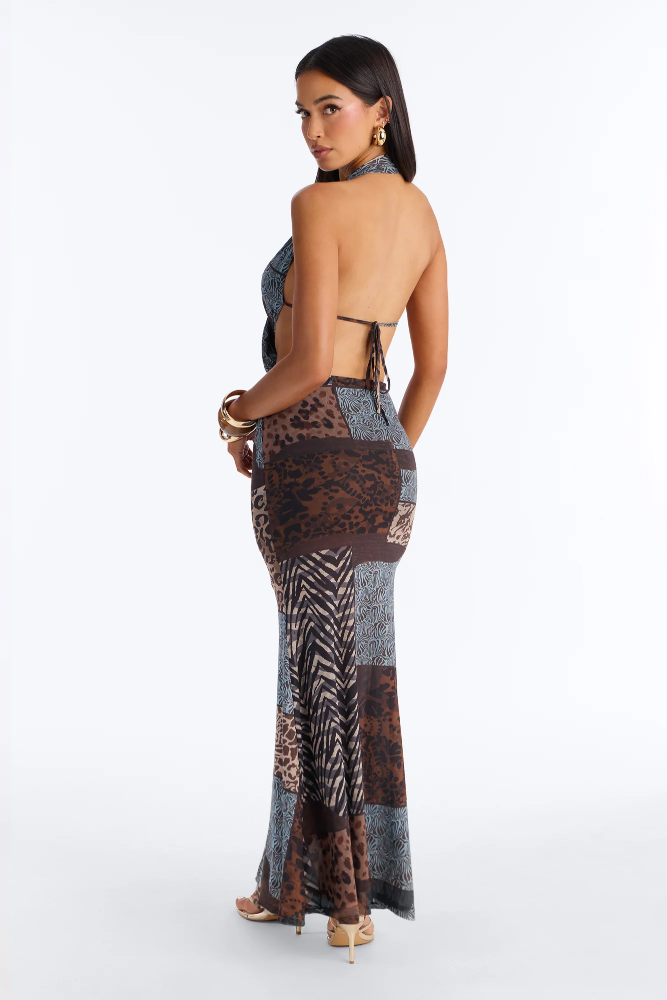 Sunset To Sunrise Mesh Maxi Dress - Brown/combo - Image 4