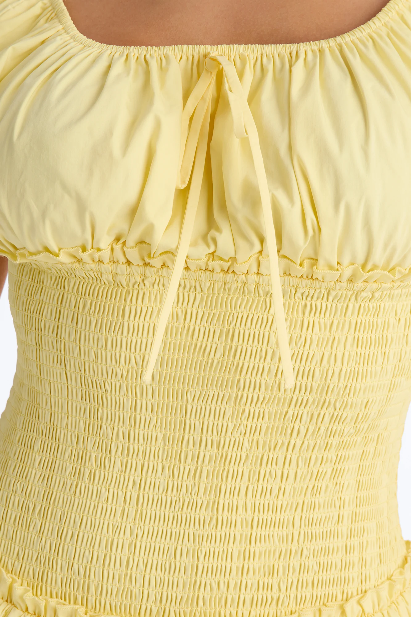 Sunshine Poplin Smocking Mini Dress - Yellow - Image 3
