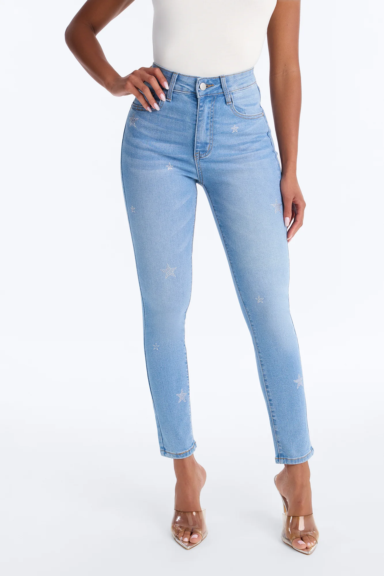Super Stars High RIse Skinny Jeans - Light Wash - Image 2