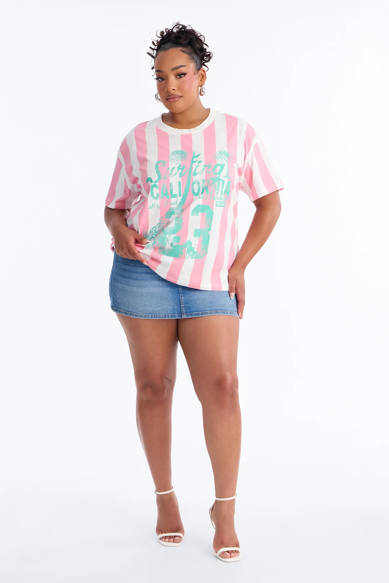 Surfing In California Stripe T Shirt - Pink/combo - Image 6