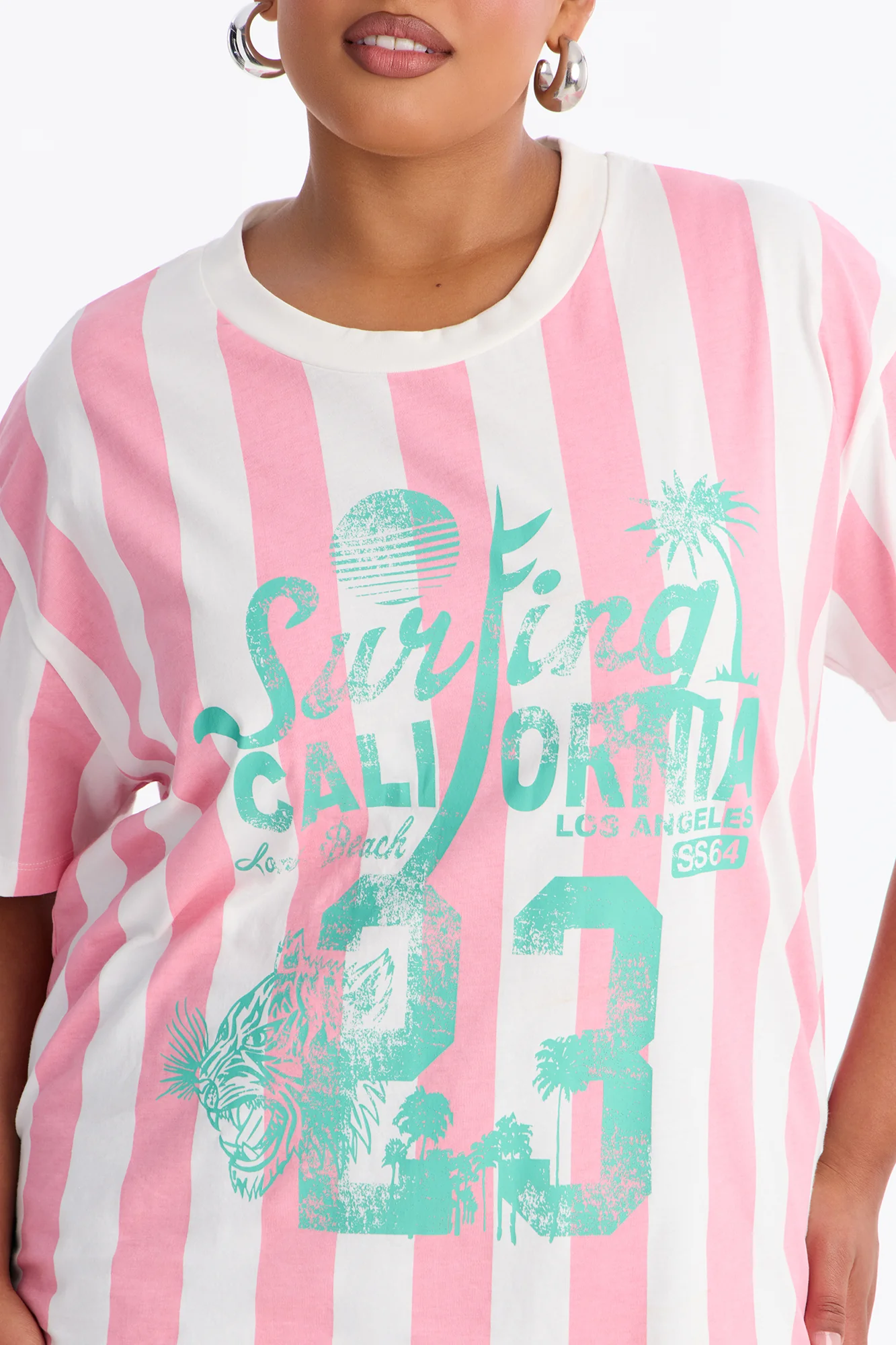 Surfing In California Stripe T Shirt - Pink/combo - Image 7