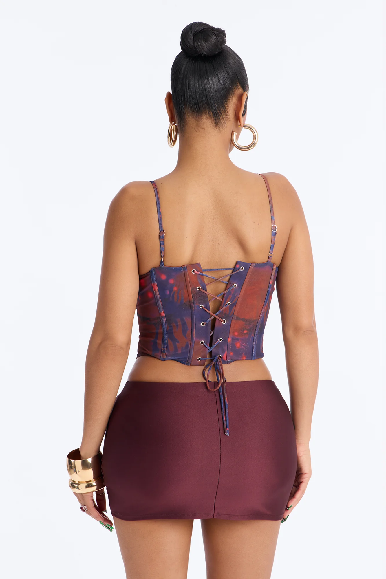 Surreal Feeling Mesh Beaded Corset Top - Blue/combo - Image 4