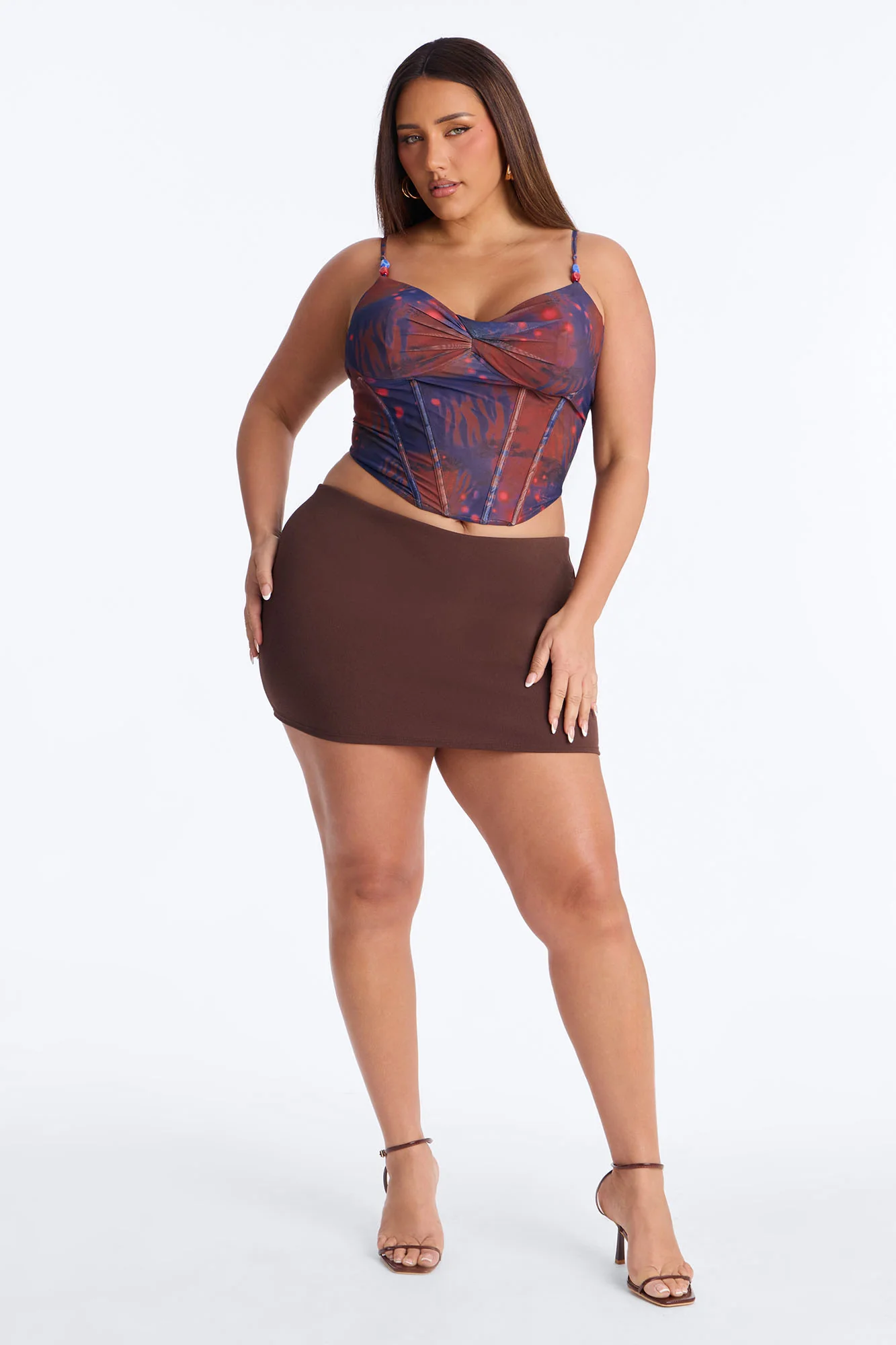 Surreal Feeling Mesh Beaded Corset Top - Blue/combo - Image 5