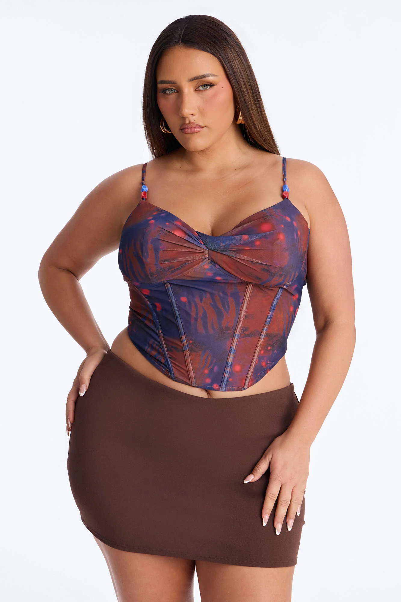 Surreal Feeling Mesh Beaded Corset Top - Blue/combo - Image 6