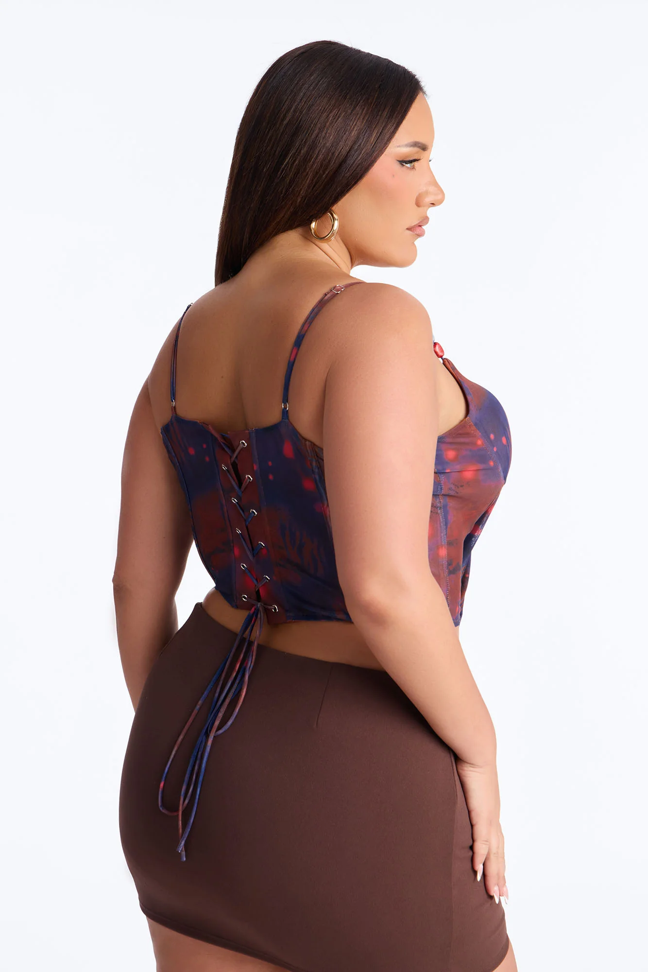 Surreal Feeling Mesh Beaded Corset Top - Blue/combo - Image 9