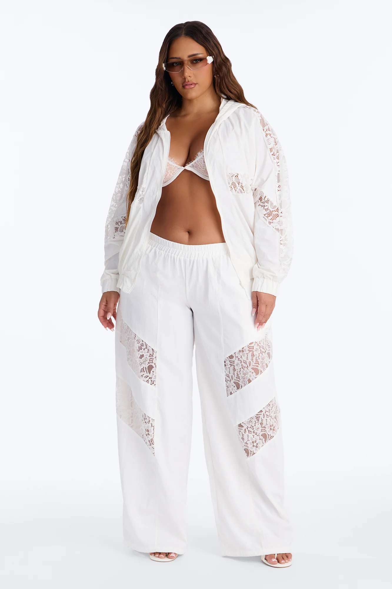 Sweet Addiction Lace Trim Windbreaker Jacket - White - Image 6