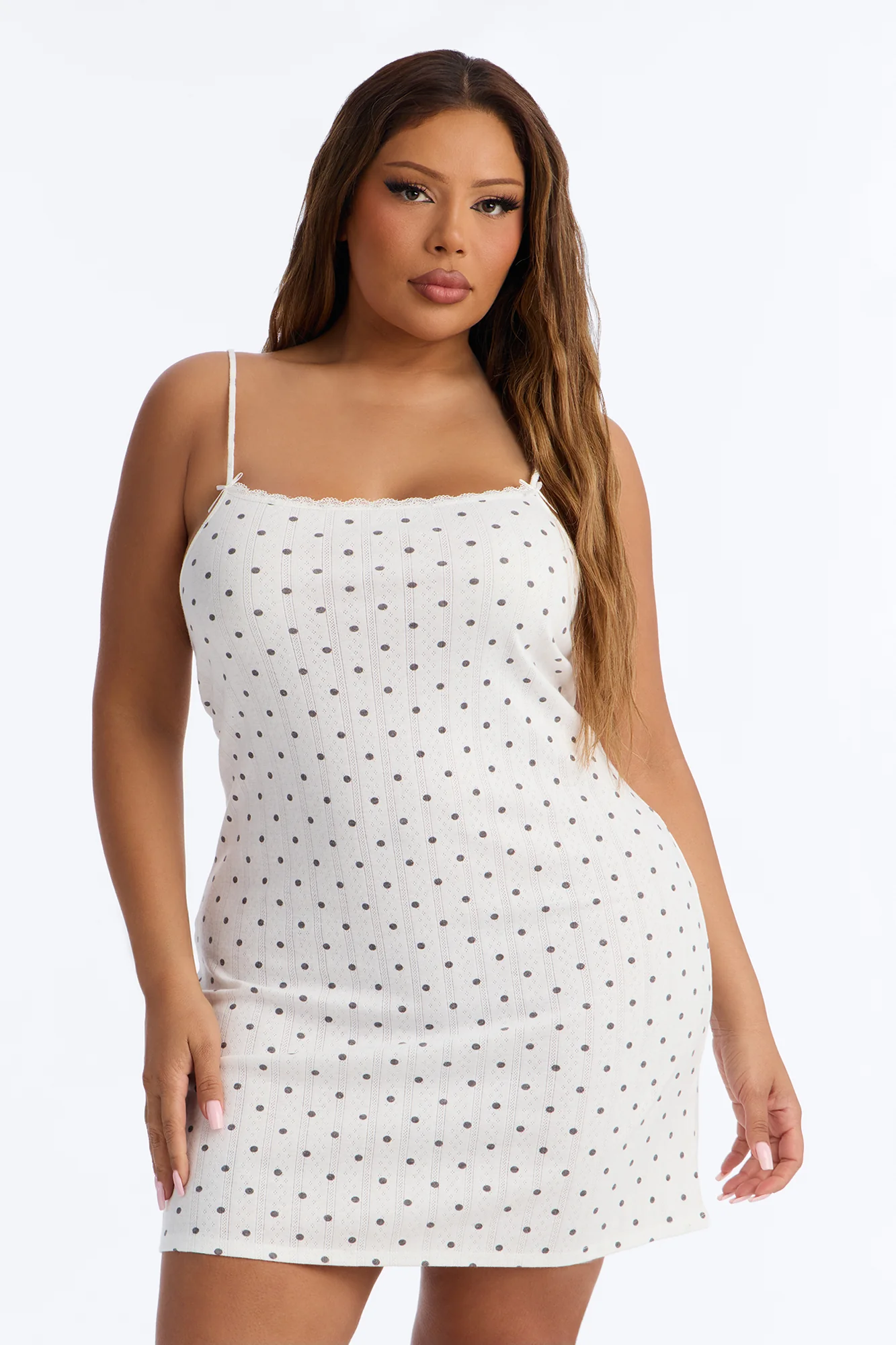 Sweet And Spotted Mini Sleep Dress - White/Black - Image 5
