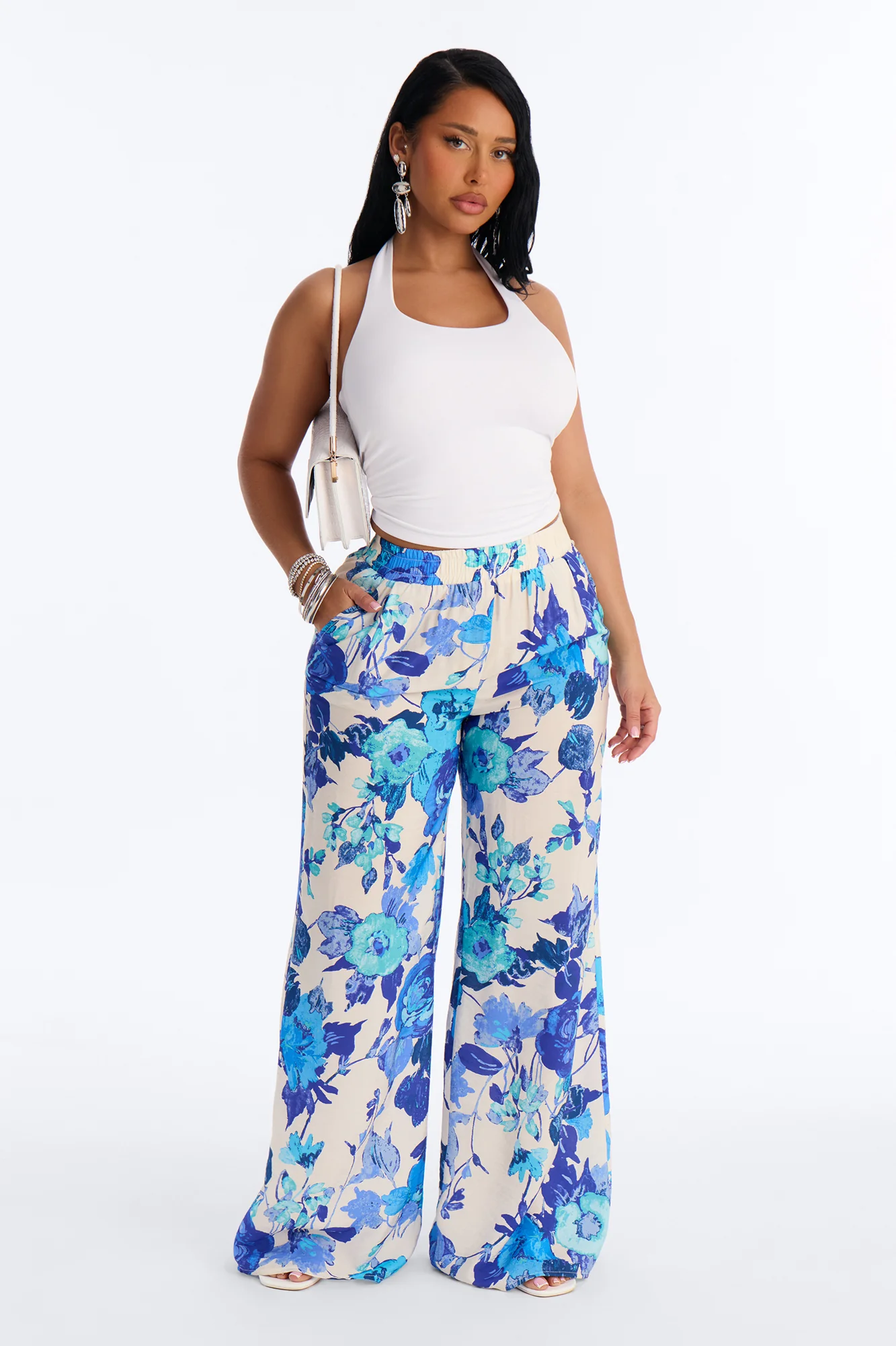 Sweet Bloom Wide Leg Pant - Blue