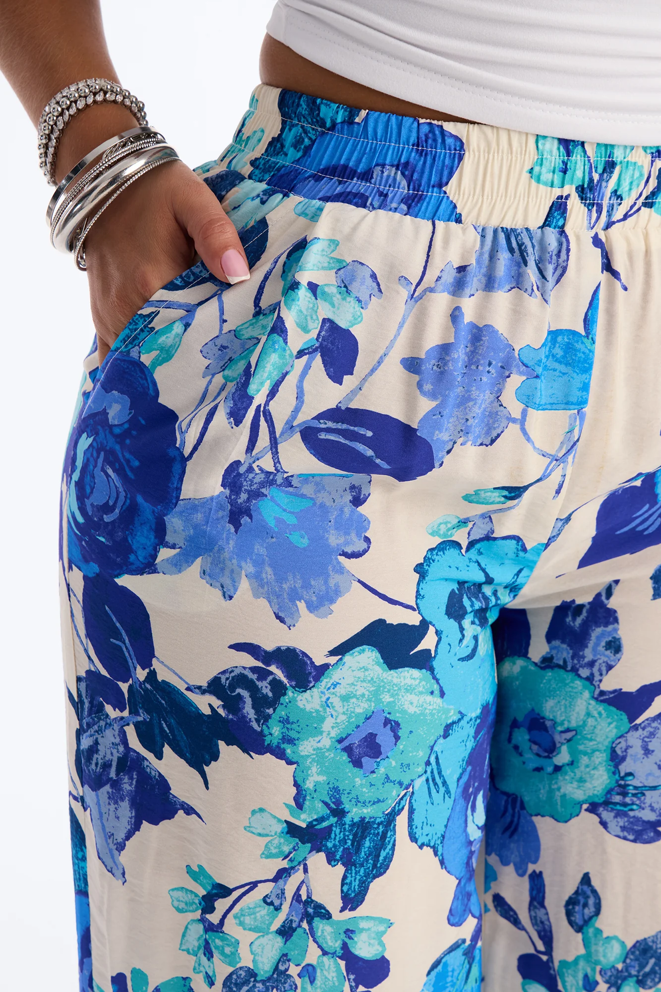 Sweet Bloom Wide Leg Pant - Blue - Image 3