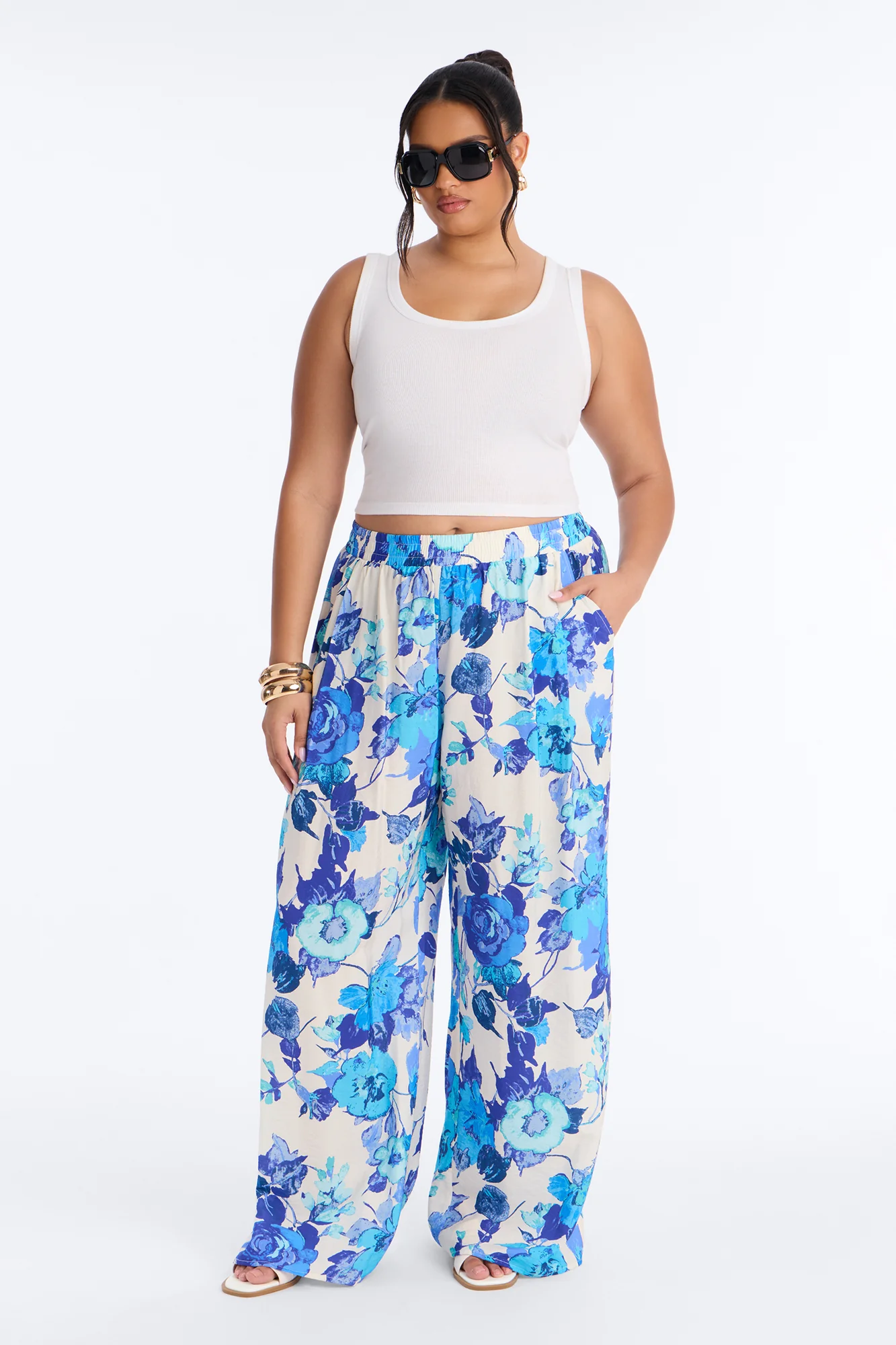 Sweet Bloom Wide Leg Pant - Blue - Image 5