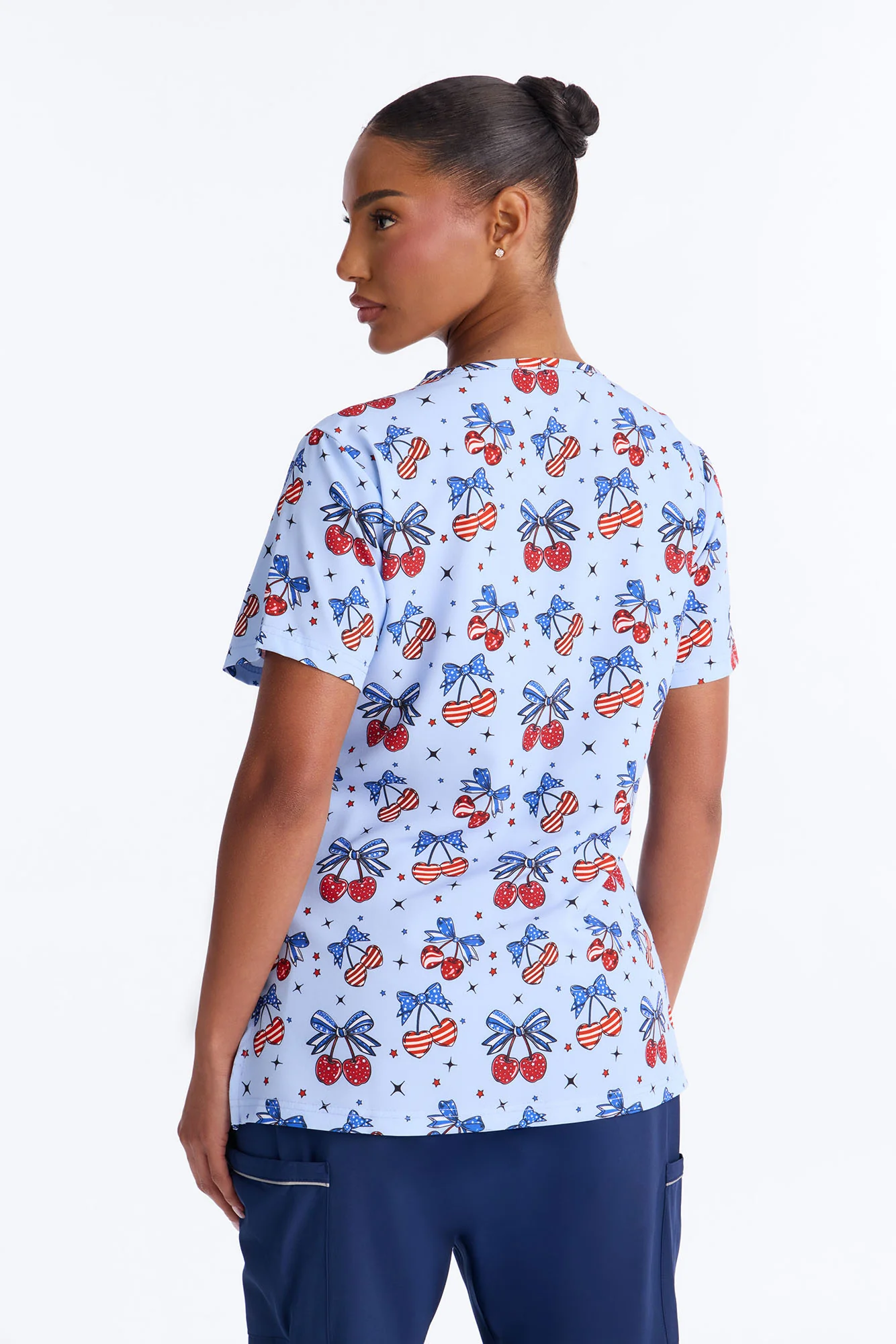 Sweet Cherry Pie Scrub Top - Blue/combo - Image 4