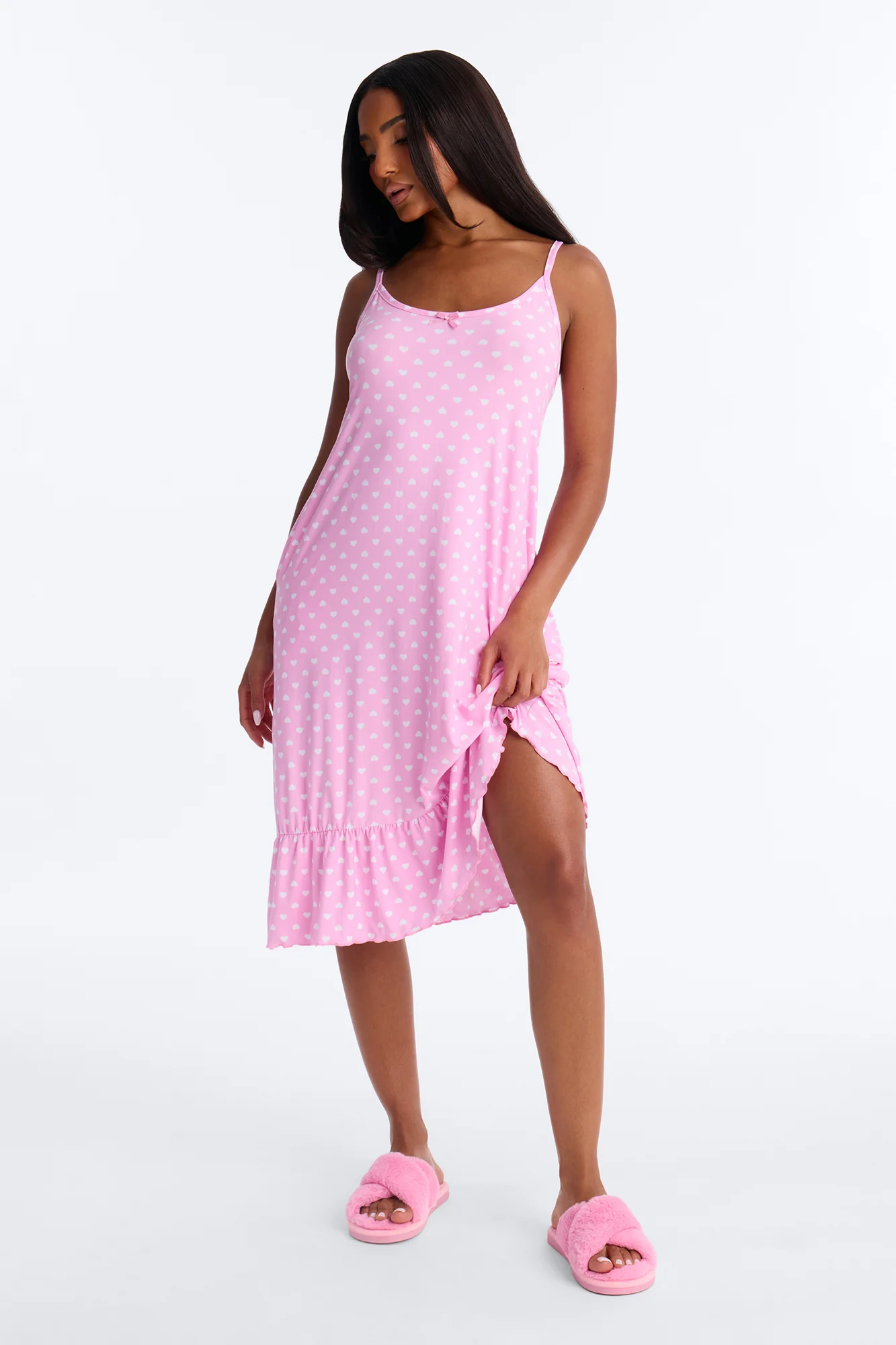 Sweet Dot Fantasy Ruffle PJ Sleep Dress - Pink