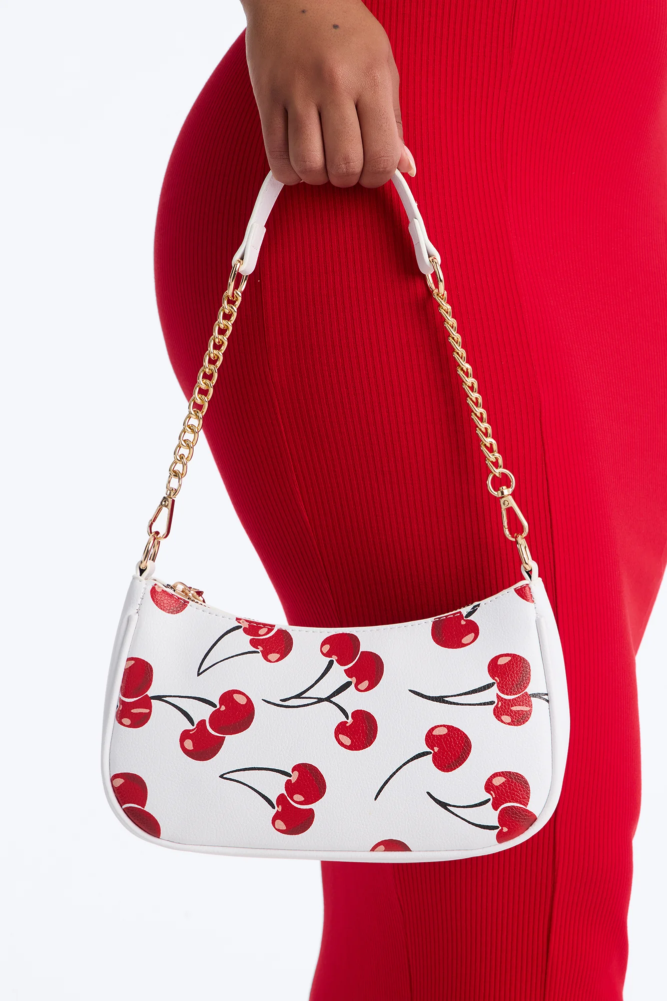 Sweet Like A Cherry Faux Leather Shoulder Bag - White