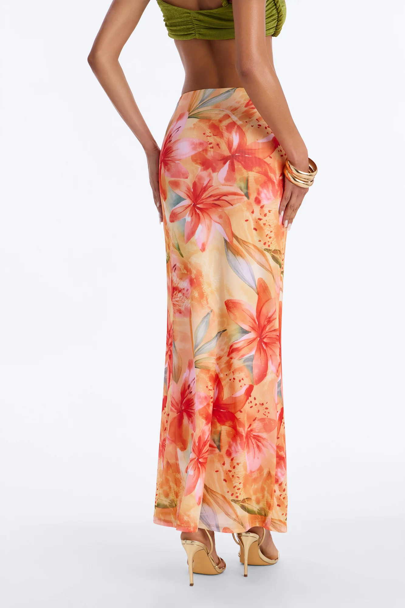 Sweet Nothings Floral Mesh Maxi Skirt - Yellow/combo - Image 3
