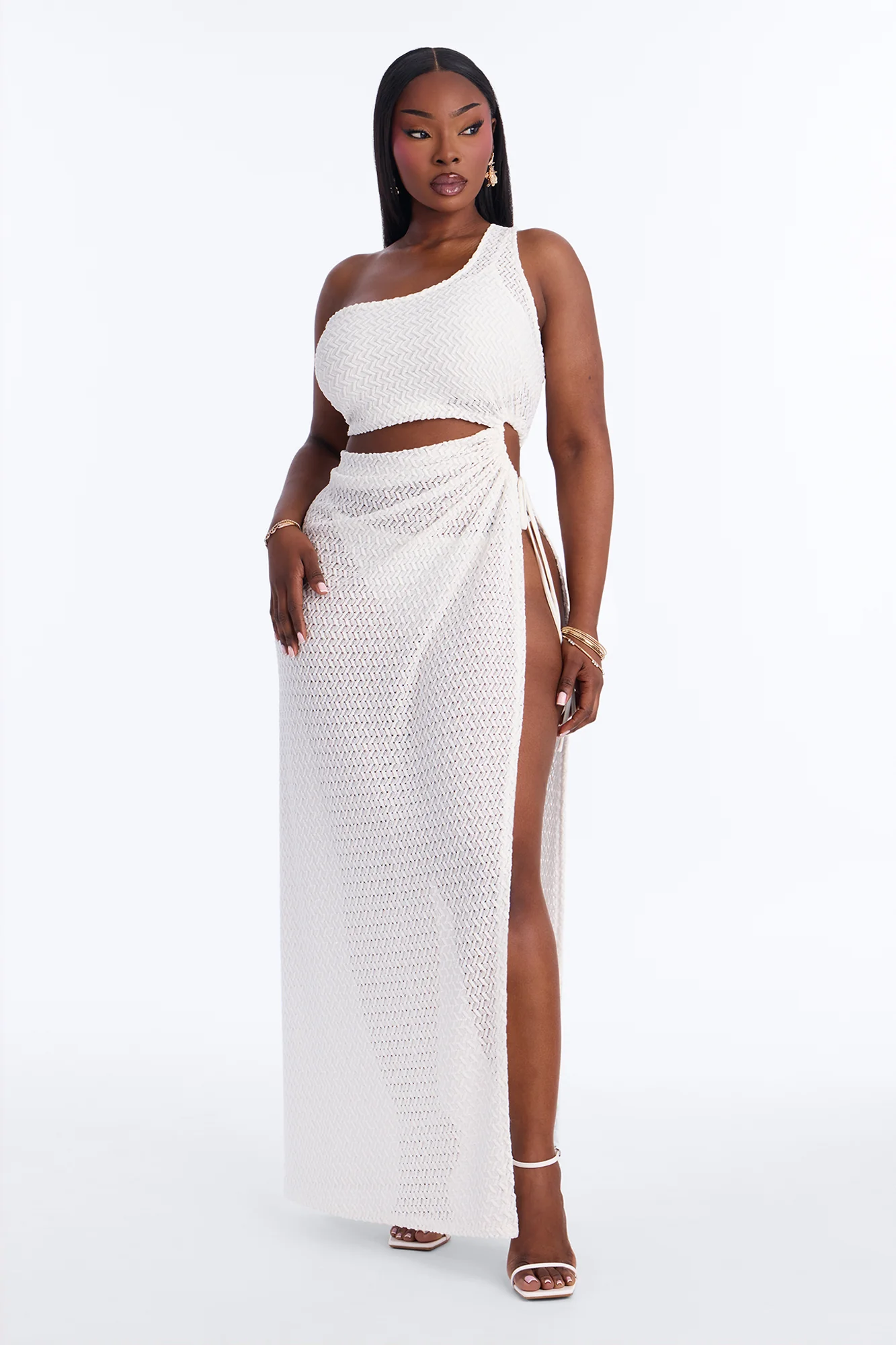 Sweet Pout Lace Maxi Dress Set - White - Image 5
