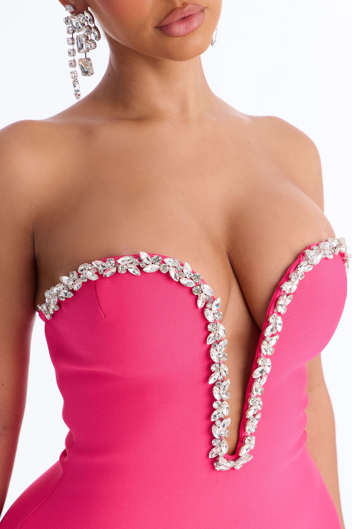 Sweetest Heart Embellished Mini Dress - Hot Pink - Image 3