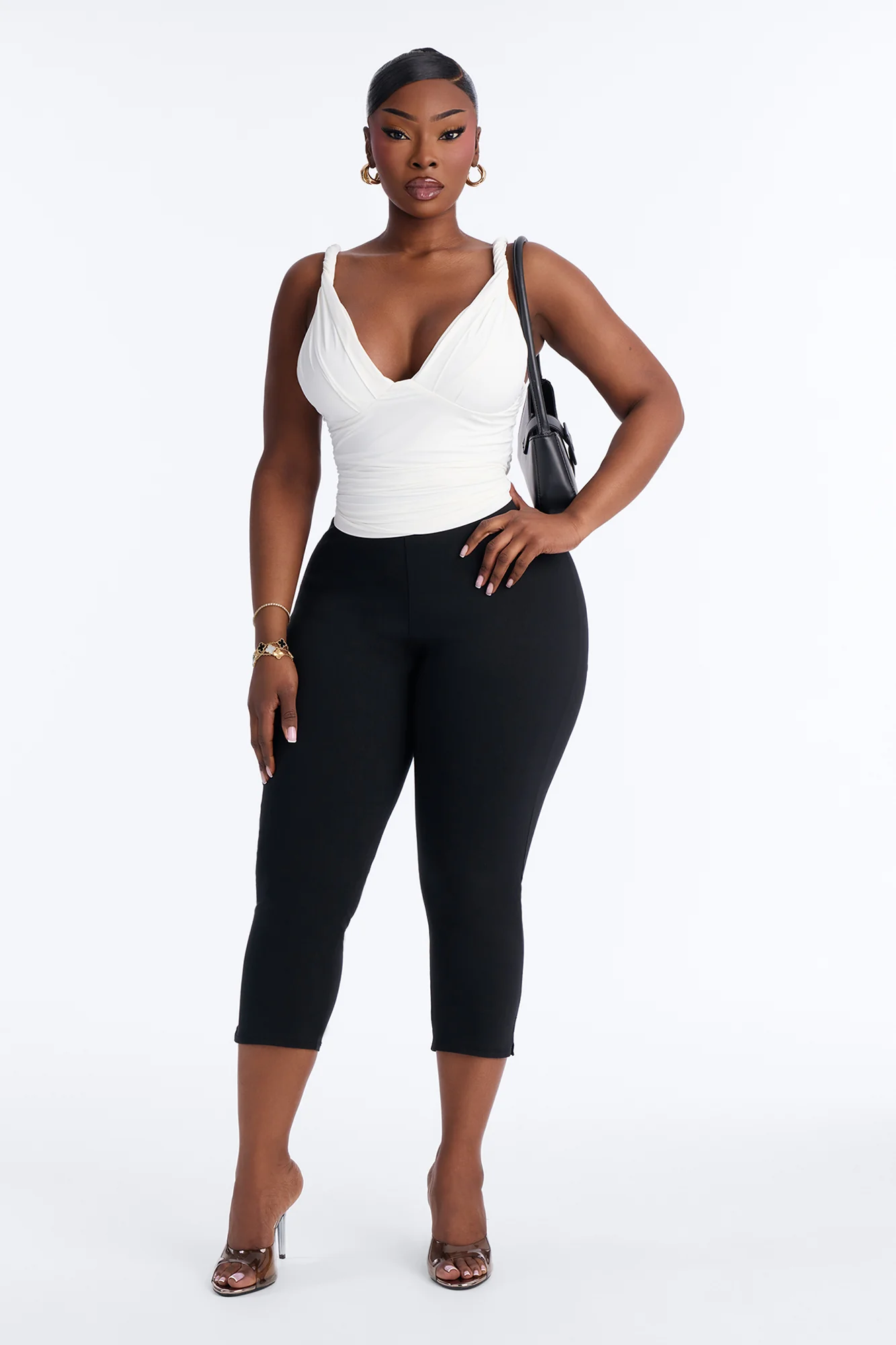 Sweetest Vibe Twist Ruched Tank Top - White - Image 6