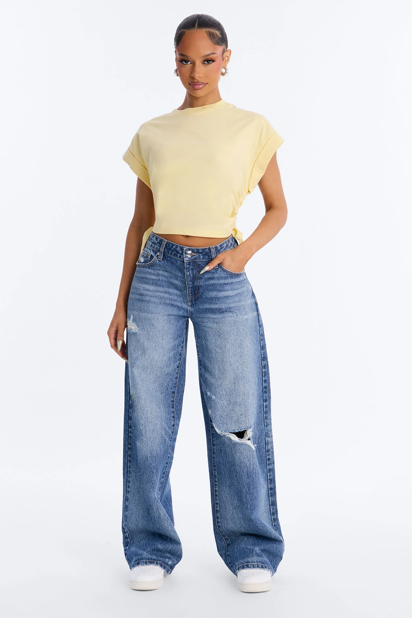 Take A Break Crew Neck Baby Tee - Butter Yellow - Image 2