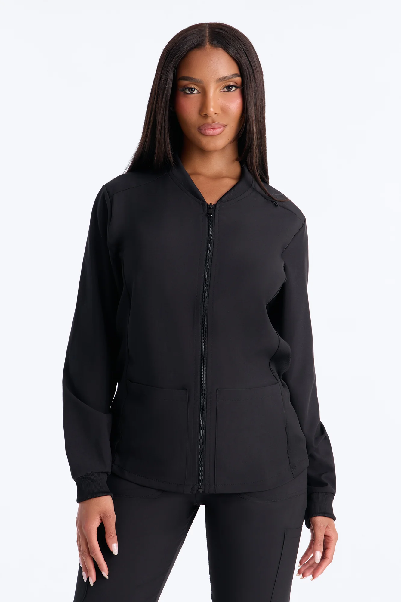 Take Care 4 Way Stretch Scrub Uniform Jacket - Black