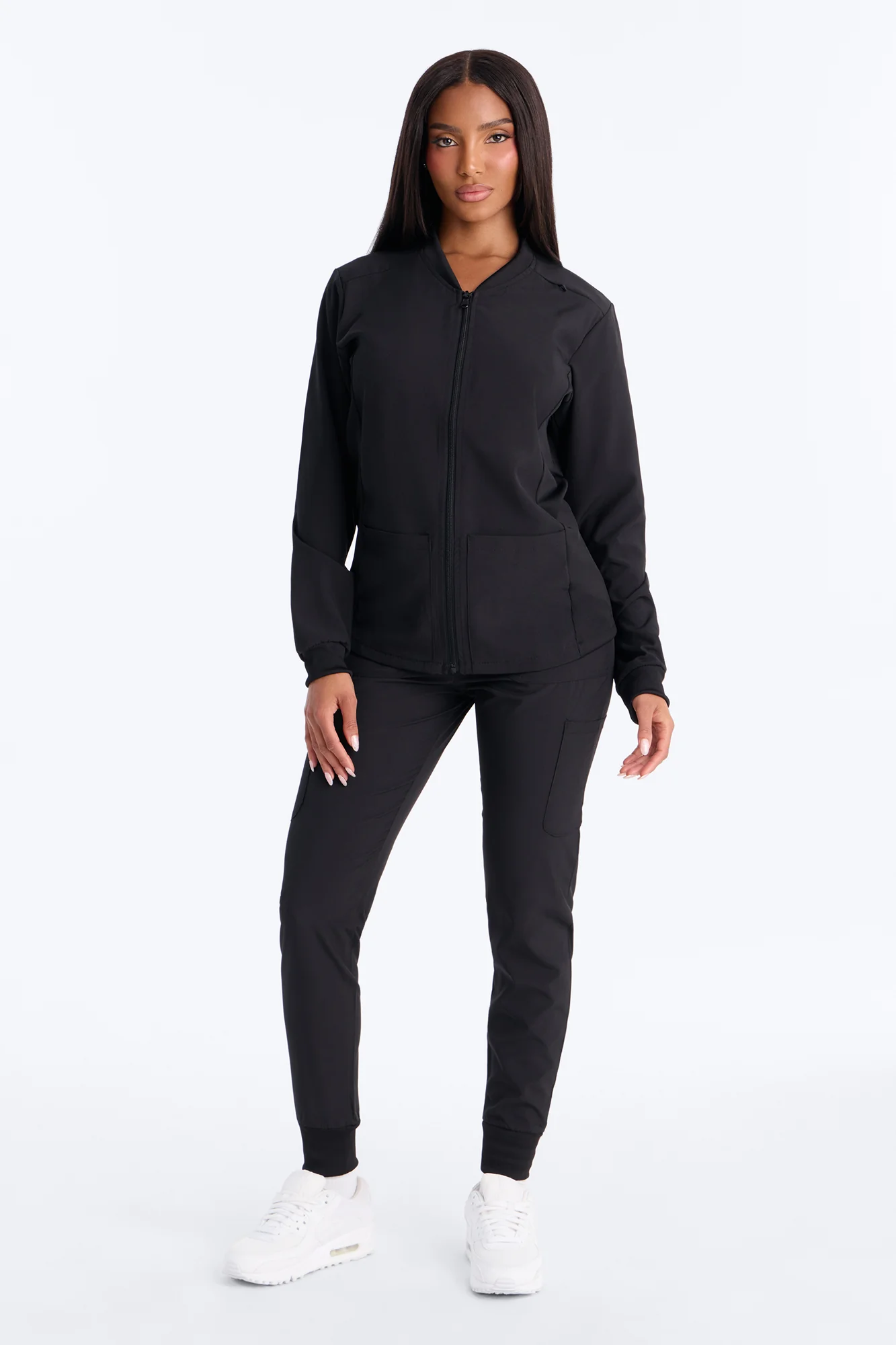 Take Care 4 Way Stretch Scrub Uniform Jacket - Black - Image 2