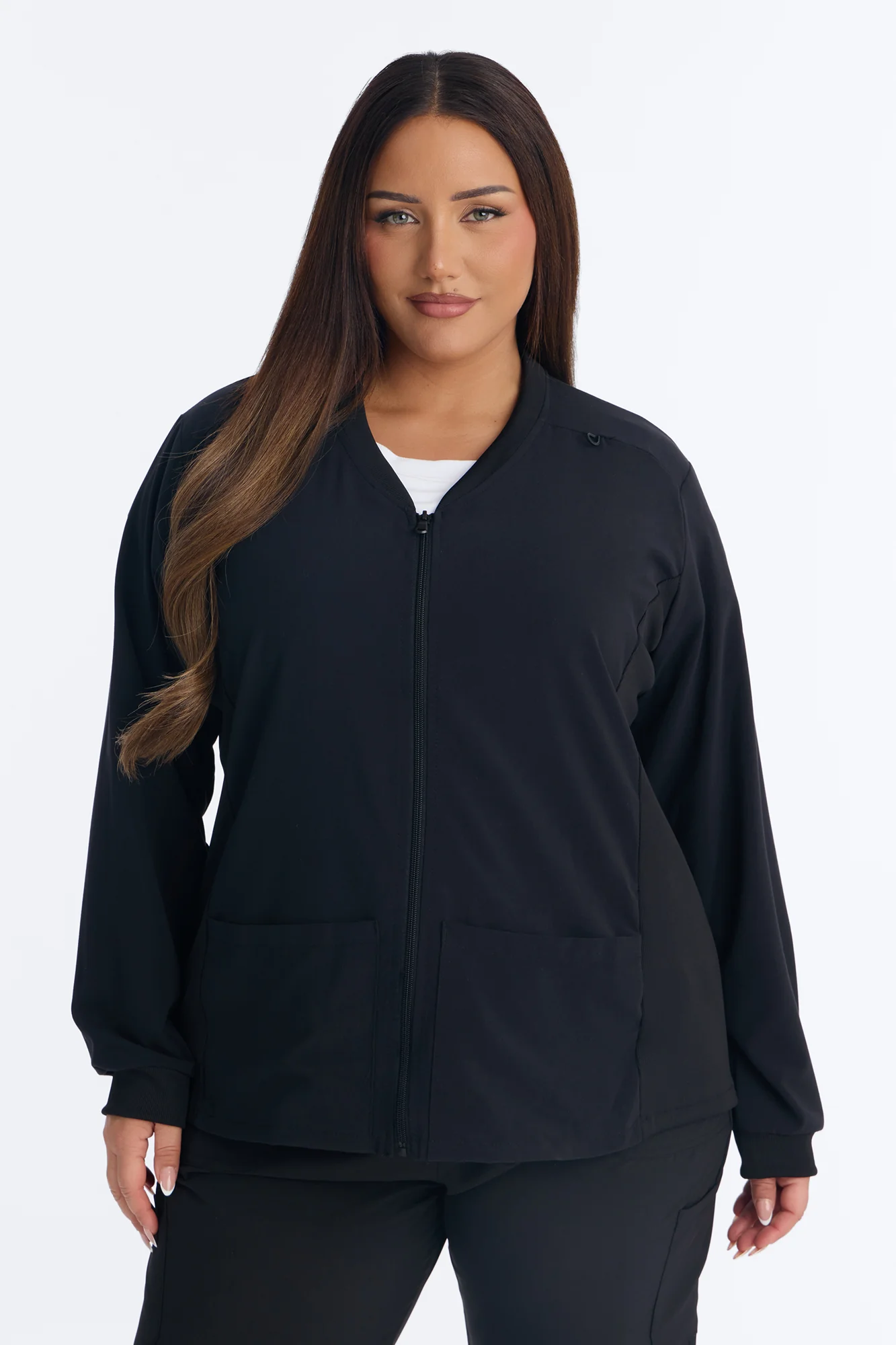 Take Care 4 Way Stretch Scrub Uniform Jacket - Black - Image 5