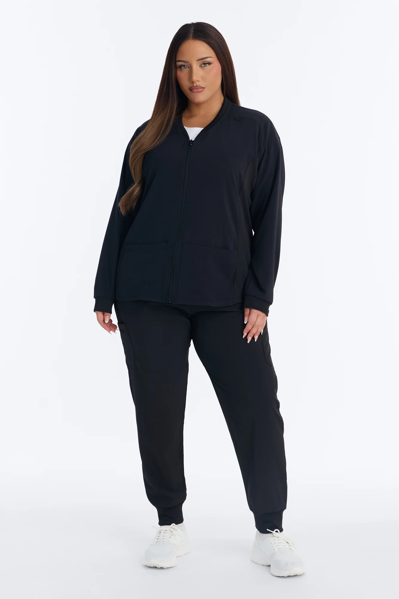 Take Care 4 Way Stretch Scrub Uniform Jacket - Black - Image 6