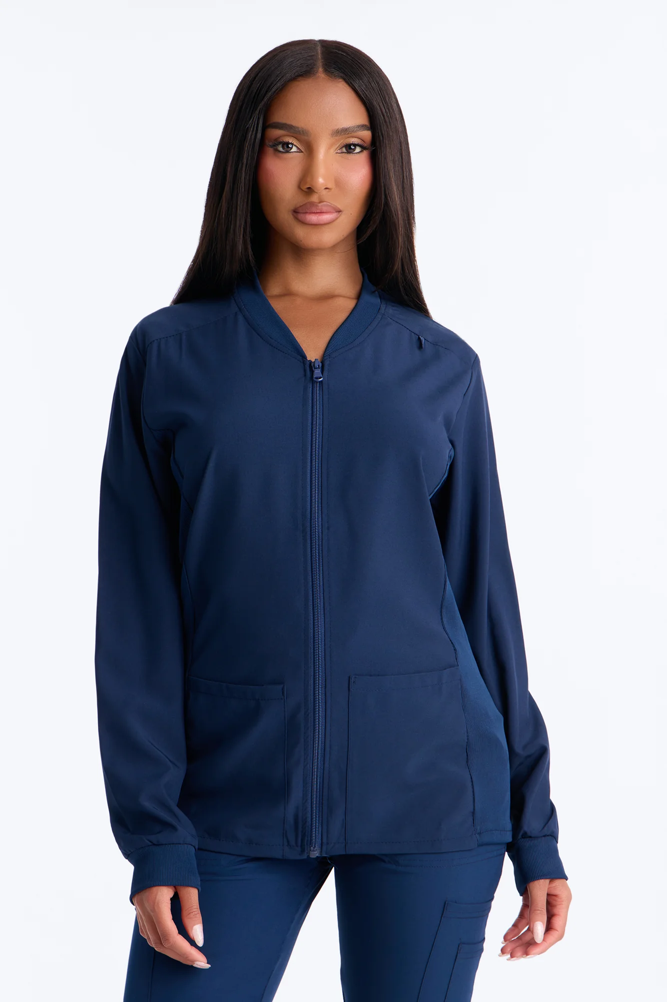 Take Care 4 Way Stretch Scrub Uniform Jacket - Navy - Image 2