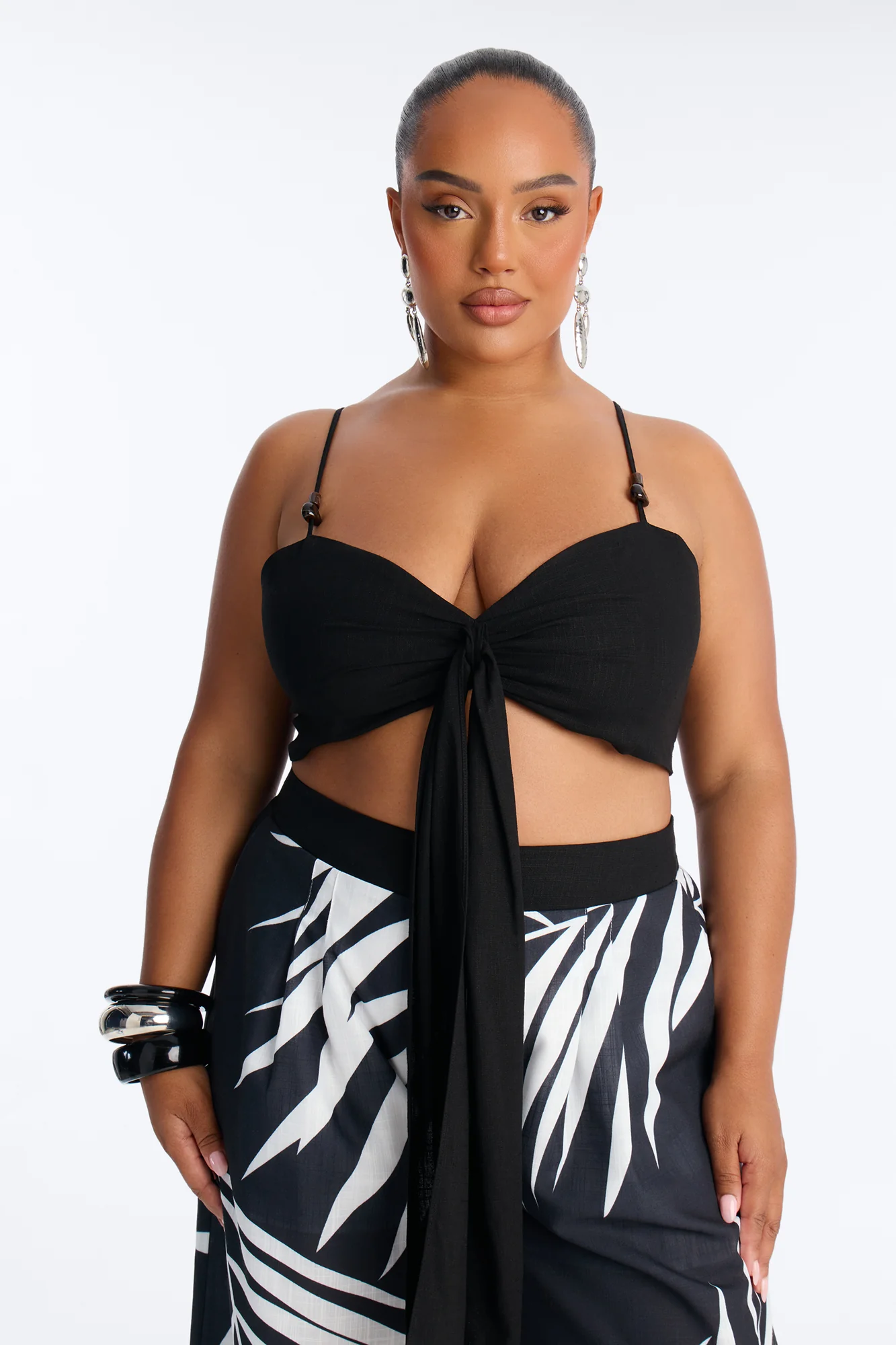 Talia Linen Pant Set - Black/White - Image 6
