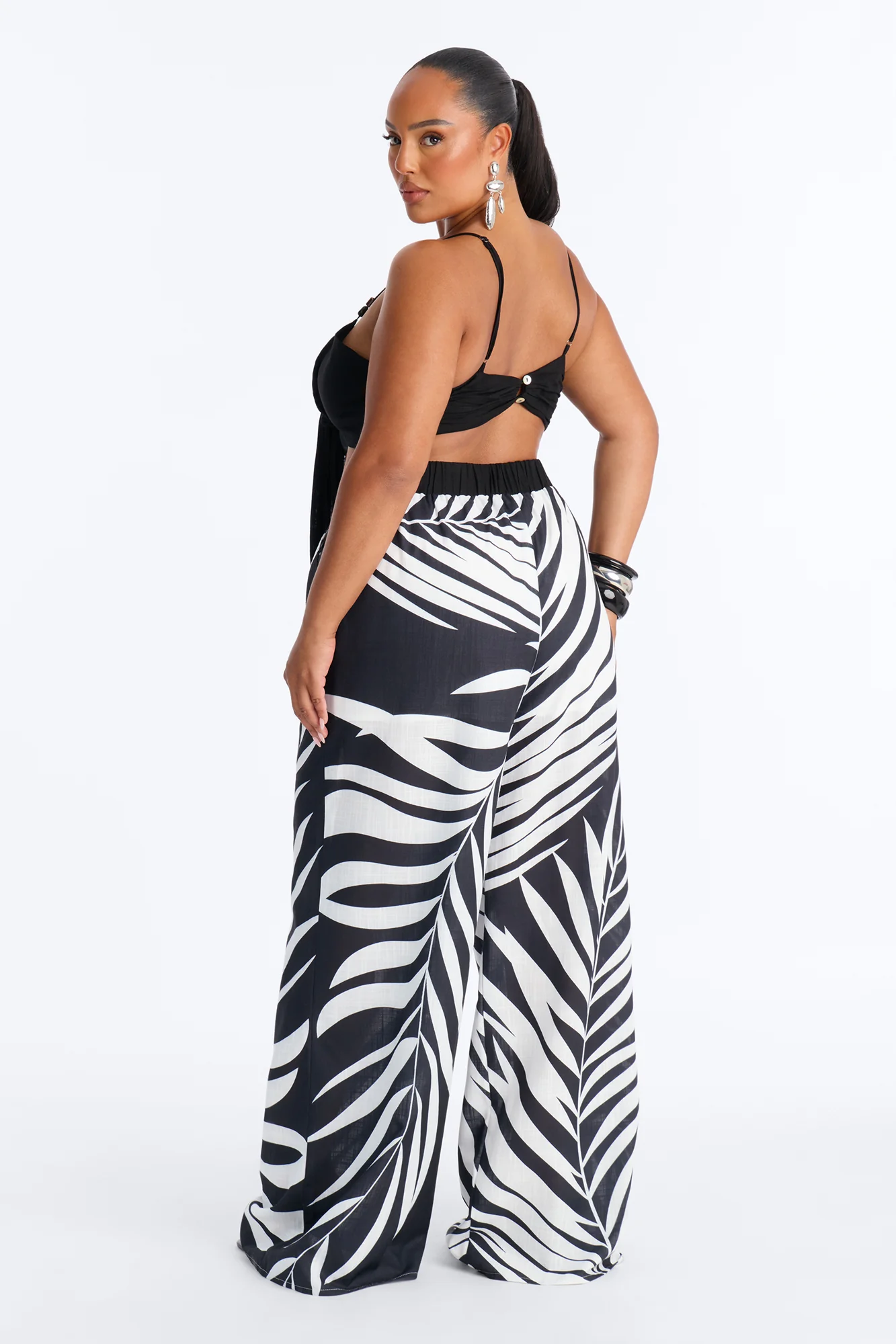 Talia Linen Pant Set - Black/White - Image 8