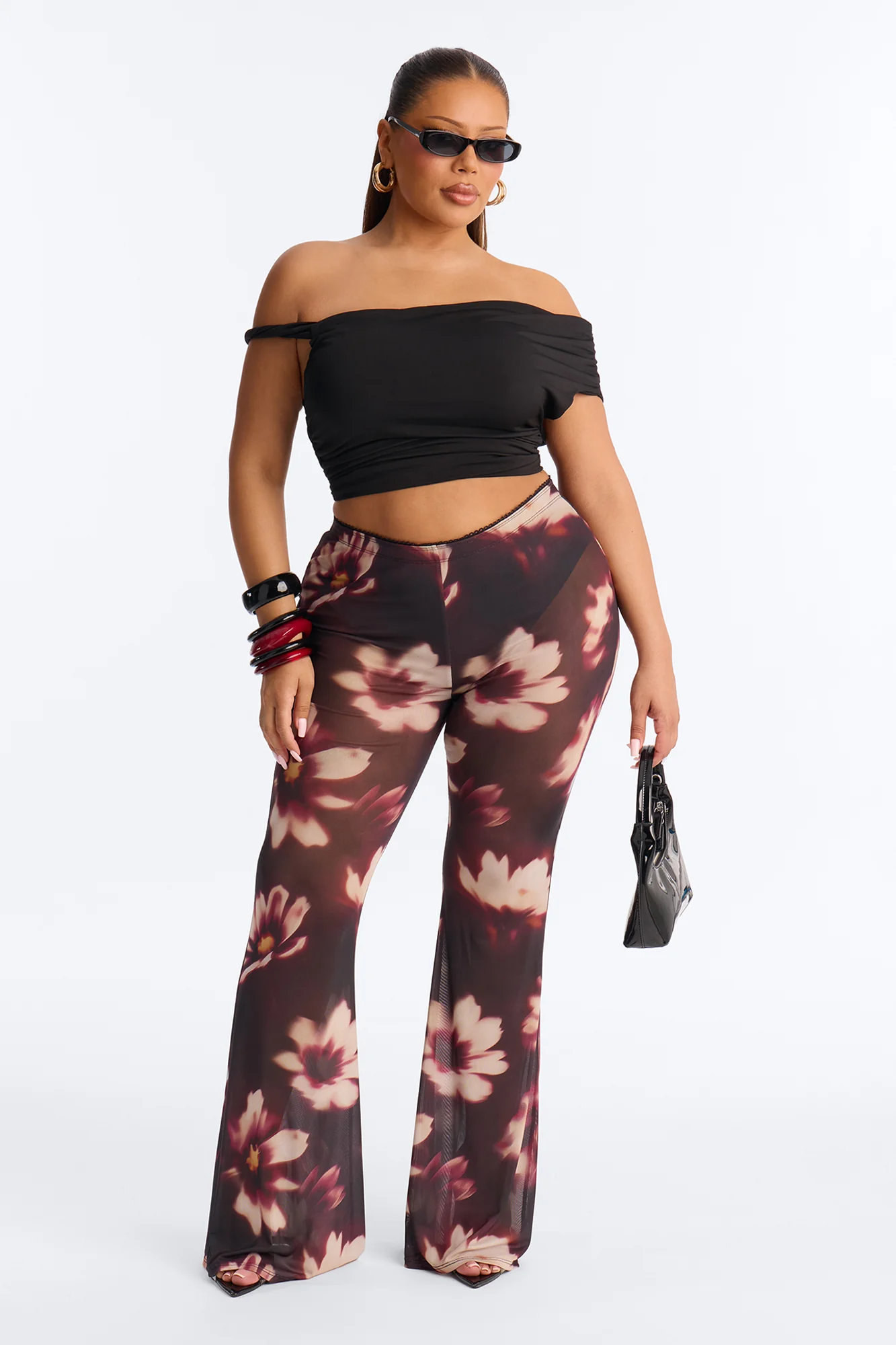 Talk To You Later Mesh Flare Pant - Black/combo - Image 4
